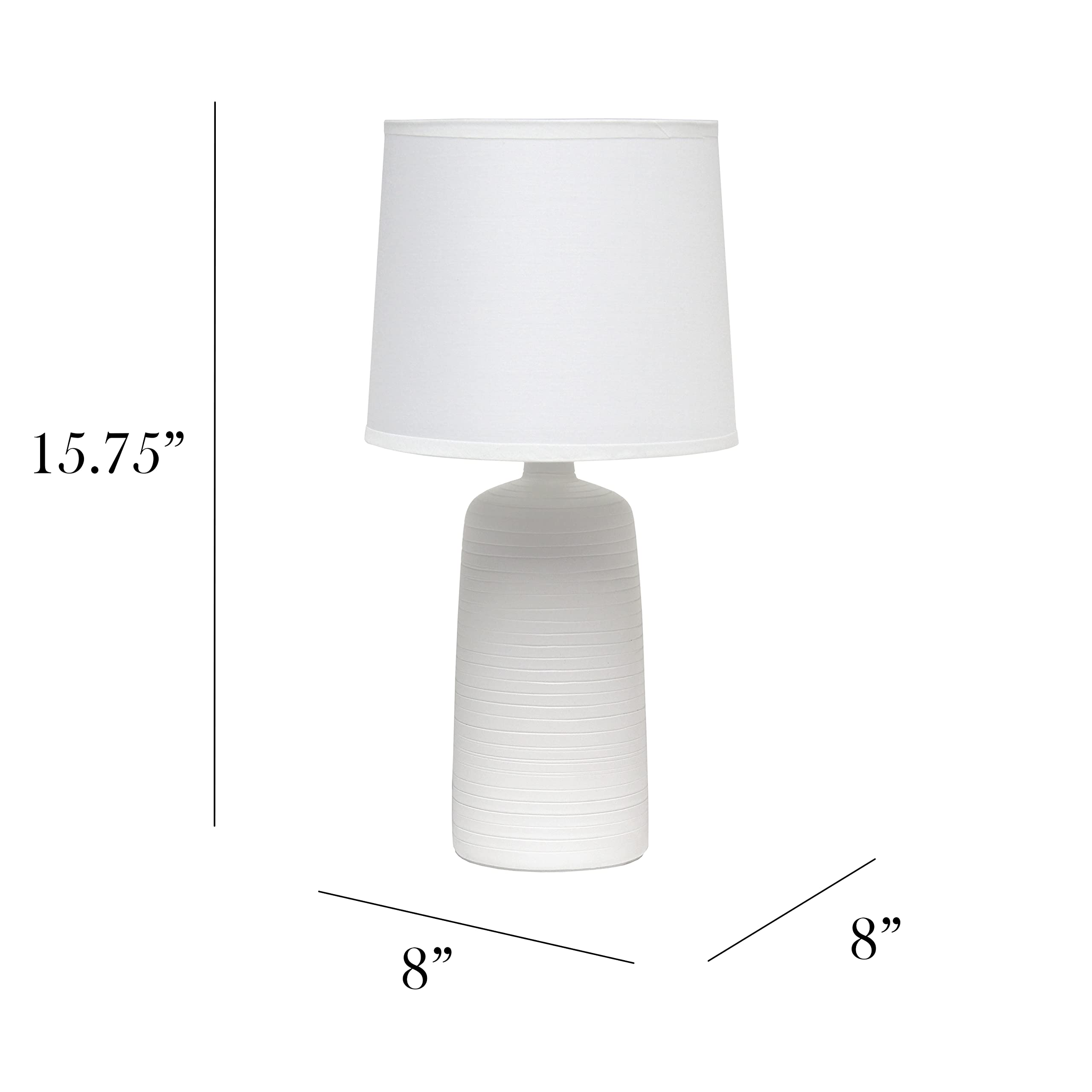 Simple Designs LT2085-OFF Ceramic Table Lamp, Textured Off-White, Pack of 1
