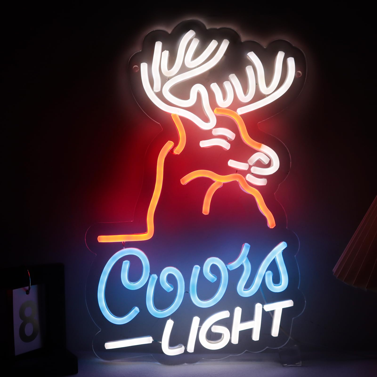 JFLLamp Neon Sign Deer Head Wall Decor 16.1inx10.4in LED Light for Bedroom, Man Cave, Bar, Pub