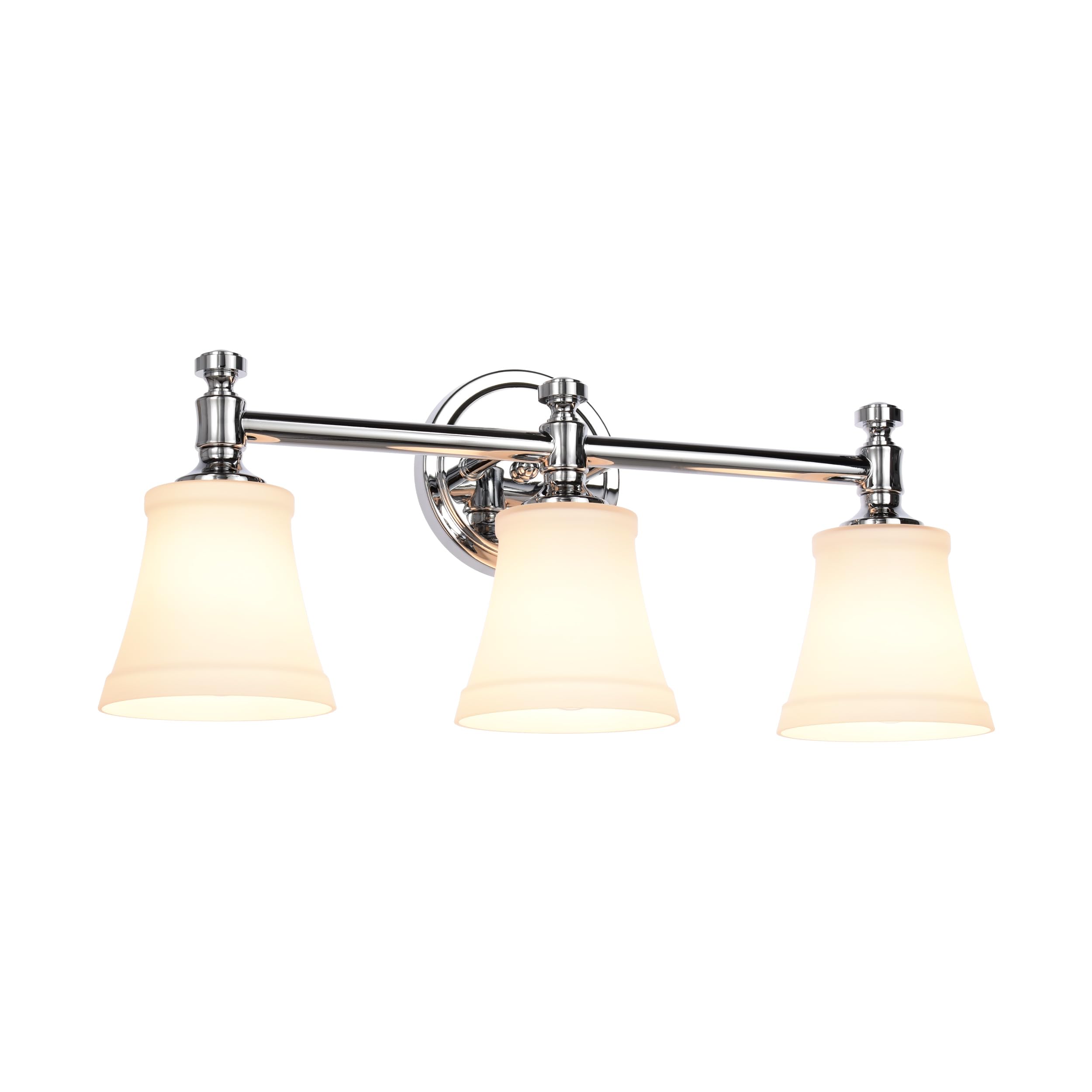 Hanaloa Bathroom Vanity Light Fixtures, Traditional Chrome 3 Lights Wall Sconce Lighting With Opal Glass Shade, Porch Wall Mount Light Fixture For Bathroom, Mirror Cabinets Hallway Stairs