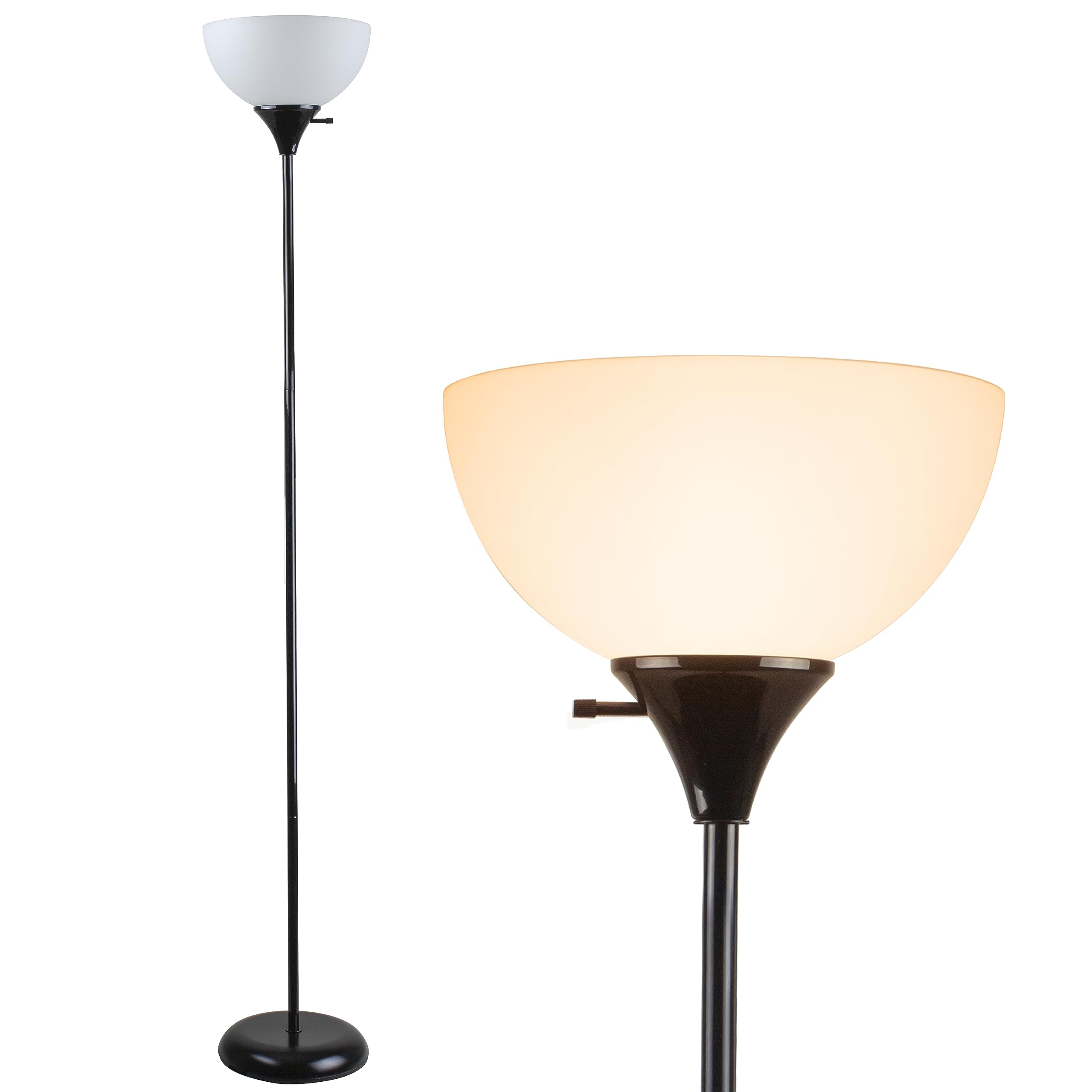 Newhouse Lighting NHFL-CH-BK 71-inch Black Modern Torchiere Floor Lamp for Home and Office