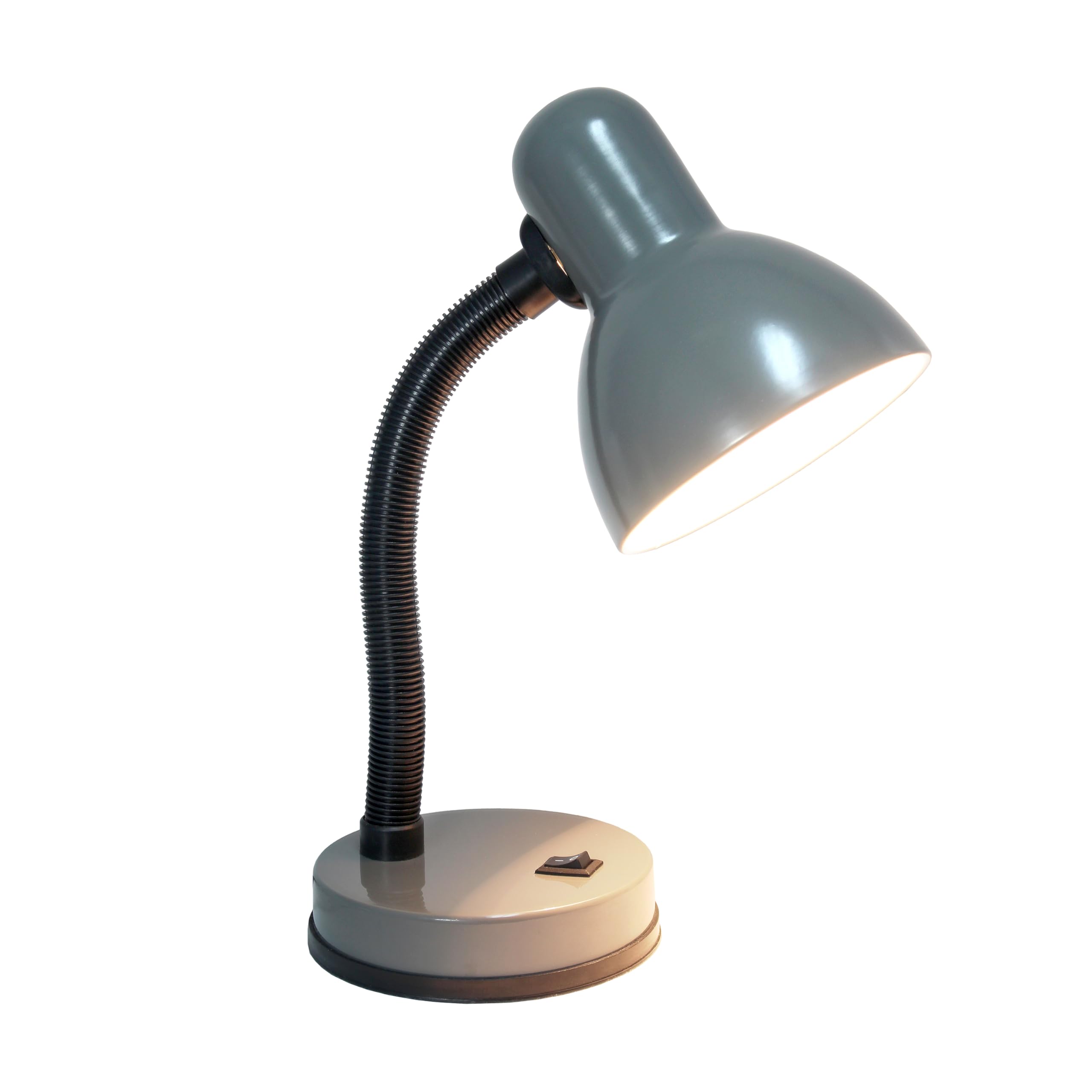Simple Designs Gooseneck Study Desk Lamp, 14.25" Gray Metal, Model LD1088-GRY