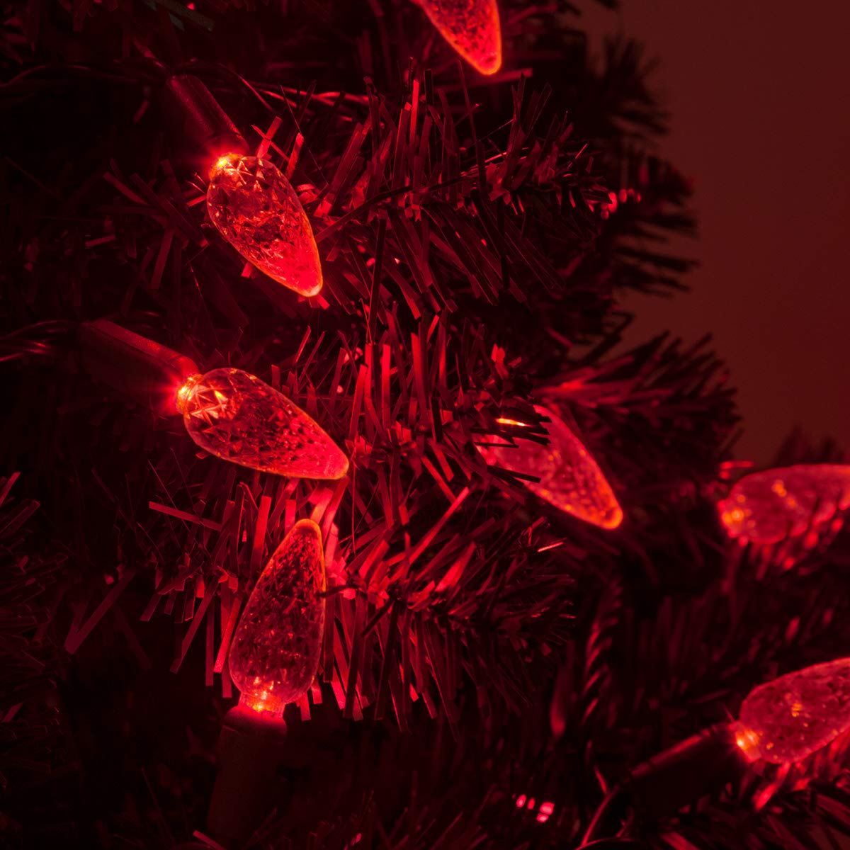 Wintergreen Lighting C6 Red LED String Lights, 24 Ft, Indoor-Outdoor, Acrylic, Model IOS-1-35-2