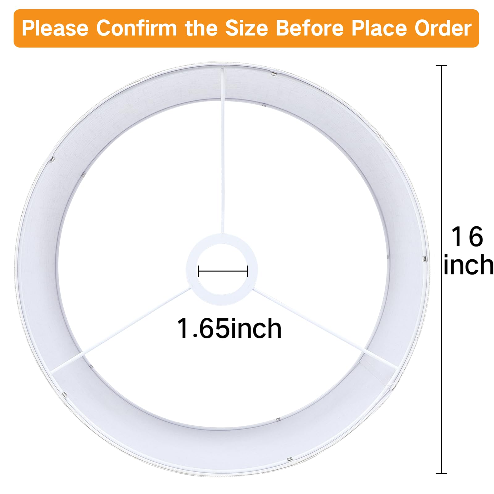 Outon Drum Lamp Shades For Floor Lamps, 16'' Top X16 ''Bottom X 9'' High, Easy To Assemble, Replacement White Lampshades For Tab