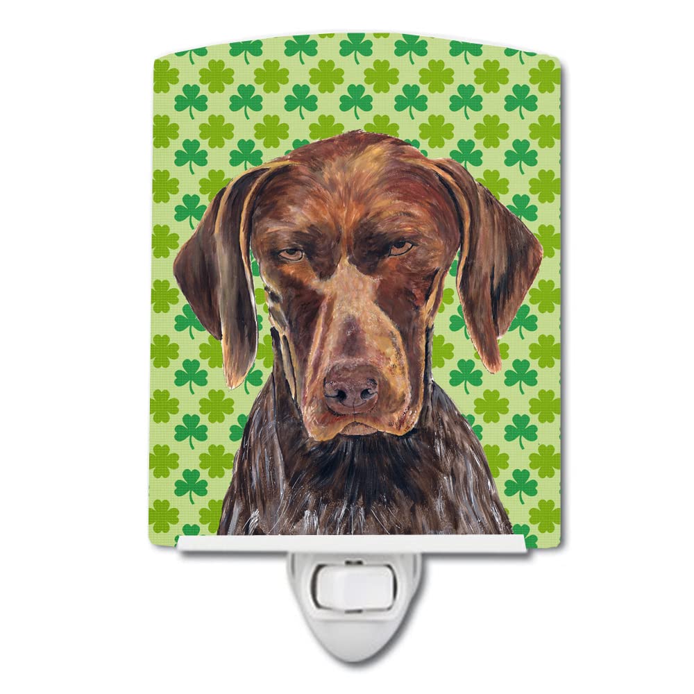 Caroline'S Treasures Sc9315Cnl German Shorthaired Pointer St. Patrick'S Day Shamrock Portrait Ceramic Night Light Compact, Ul-Certified, Ideal For Bedroom, Bathroom, Nursery, Hallway, Kitchen, 6X4X3,
