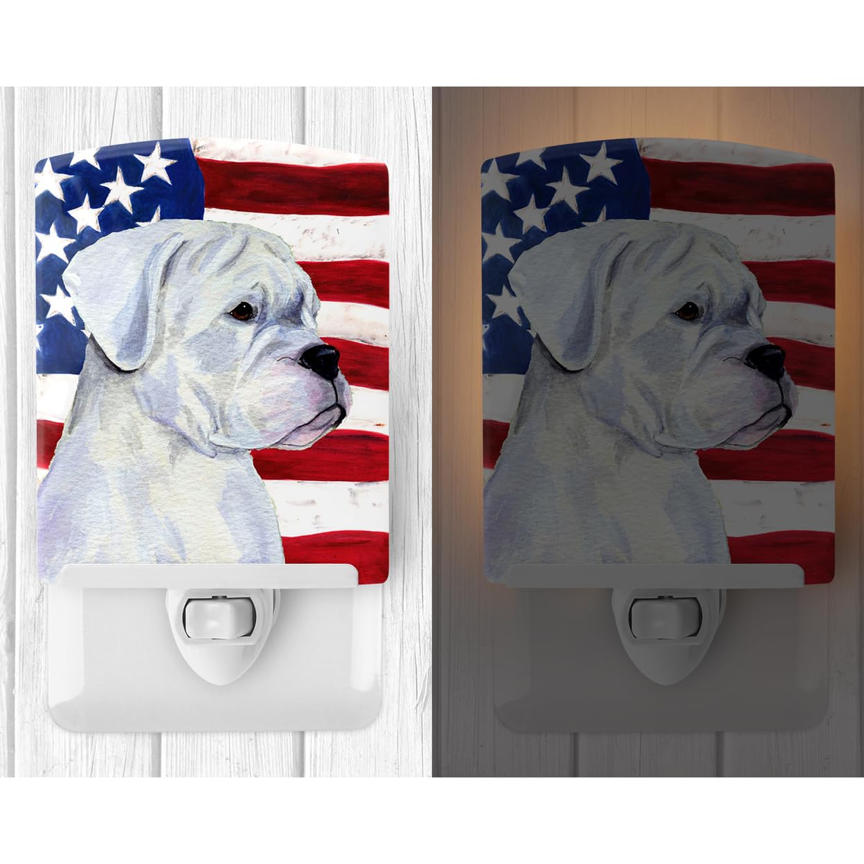 Carolines Treasures Ceramic Night Light USA American Flag, Model SS4036CNL, 6x4x3 inches, Multicolor, UL-Certified