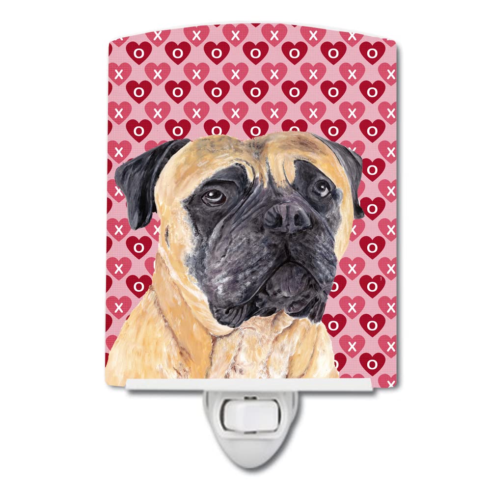 Carolines Treasures Ceramic Night Light, Mastiff Hearts Design, UL-Certified, 6x4x3in, Multicolor, Model SC9255CNL
