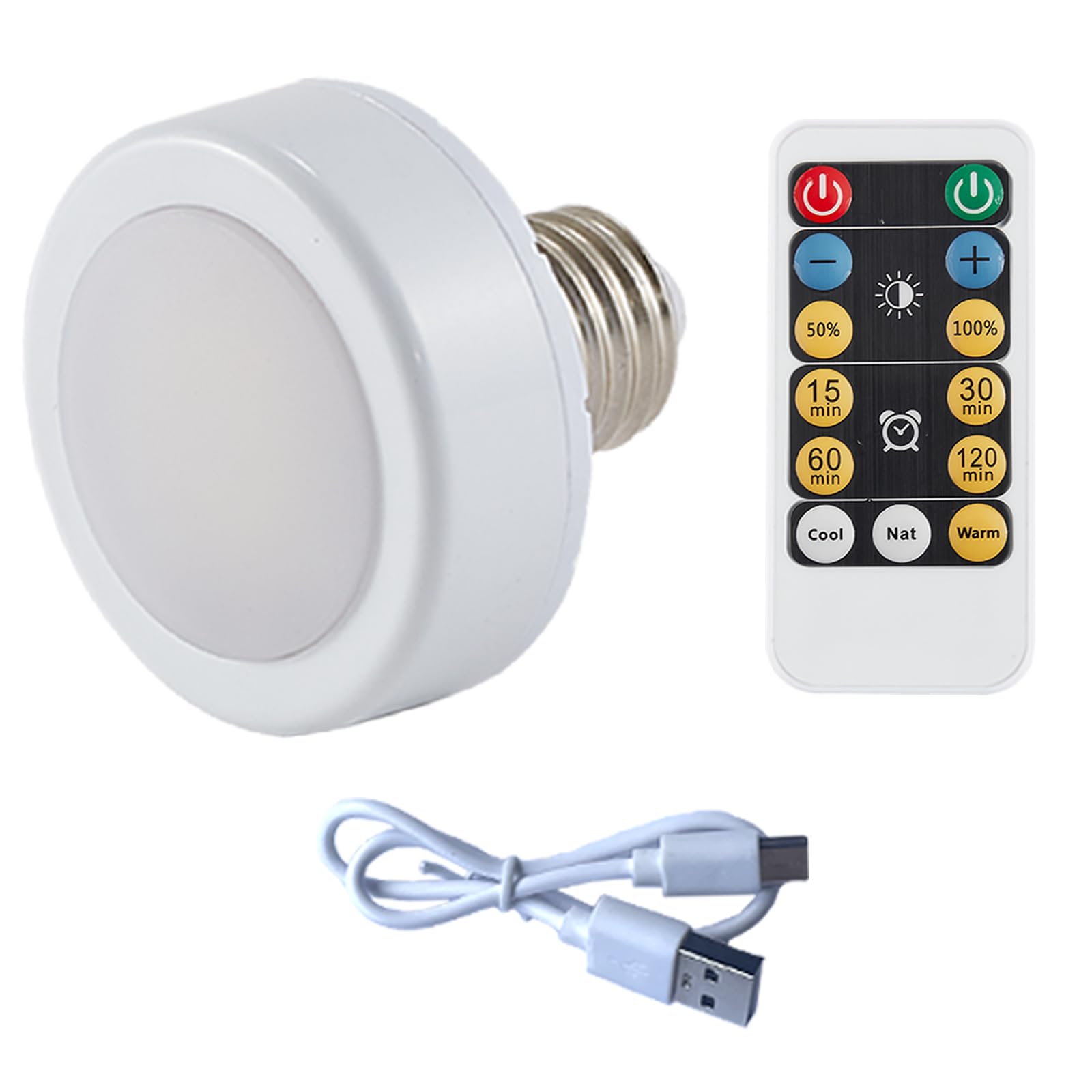 XSDeTu E26 Battery Operated Light Bulb for Lamps, Screw in LED Puck Lights with Remote, Replacement AA Battery Powered Dimmable 