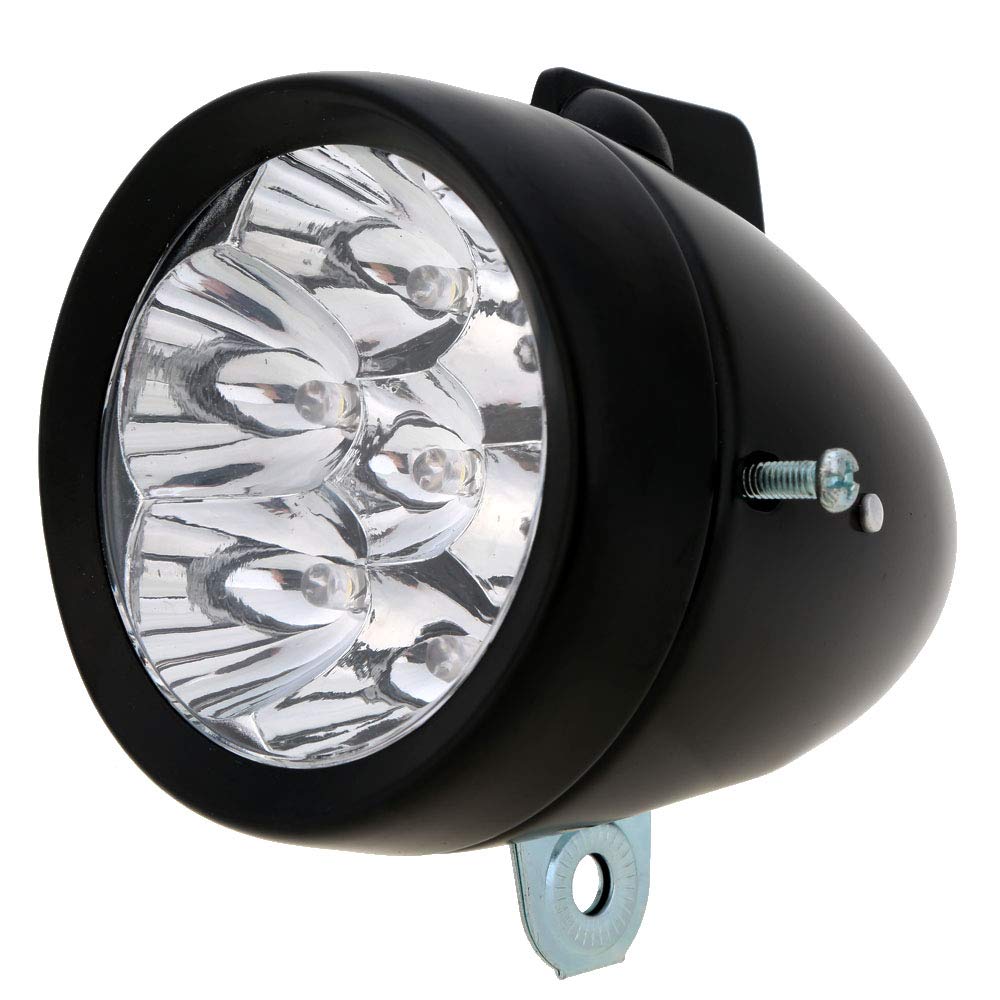 Vintage Retro Bicycle Bike Front Light Lamp 7 Led Fixie Headlight With Bracket (Black)