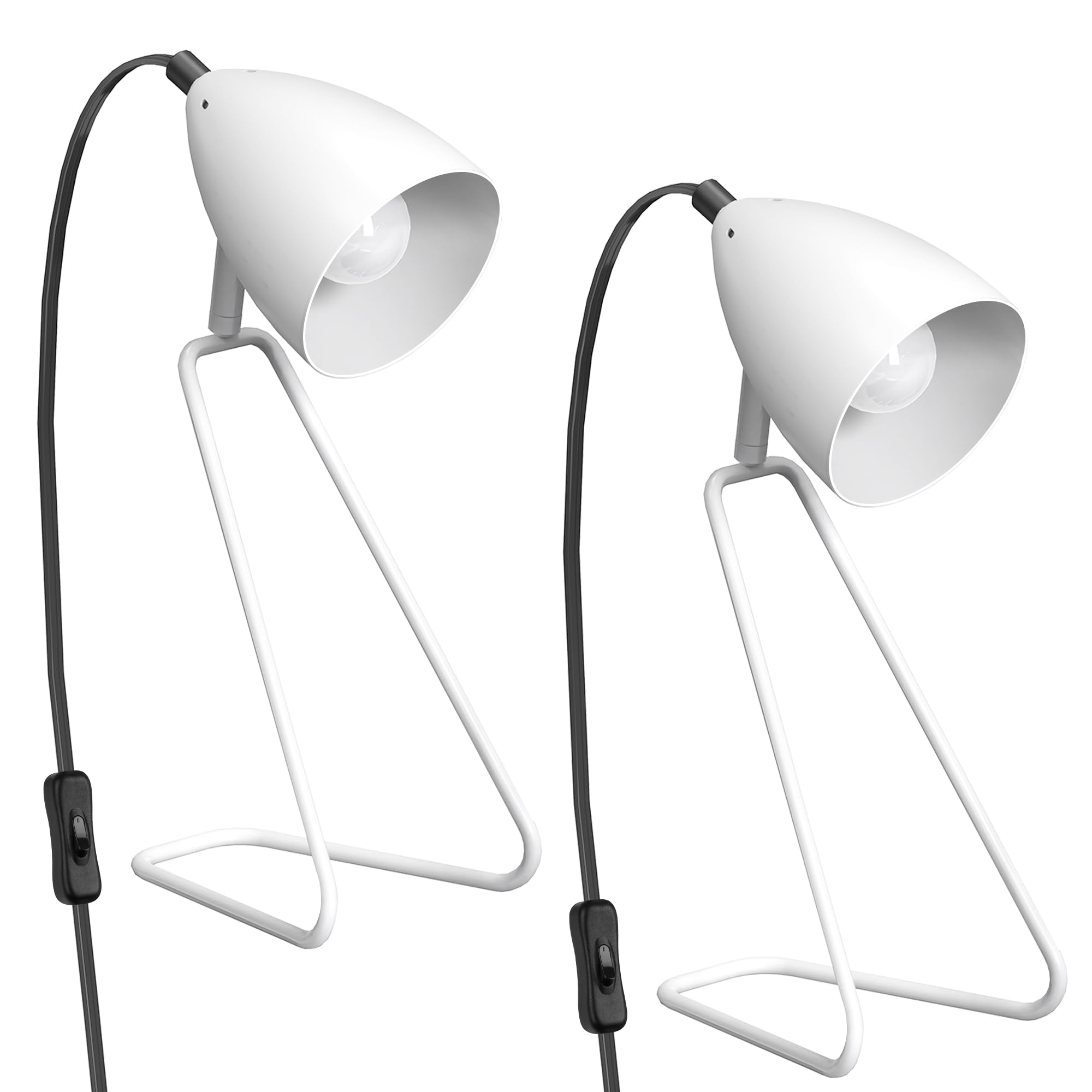 Partphoner Table Lamp Set Of 2, 350Rotatable Small Desk Lamp, Modern White Reading Bedside Lamps, Suitable For Study, Bedroom, O