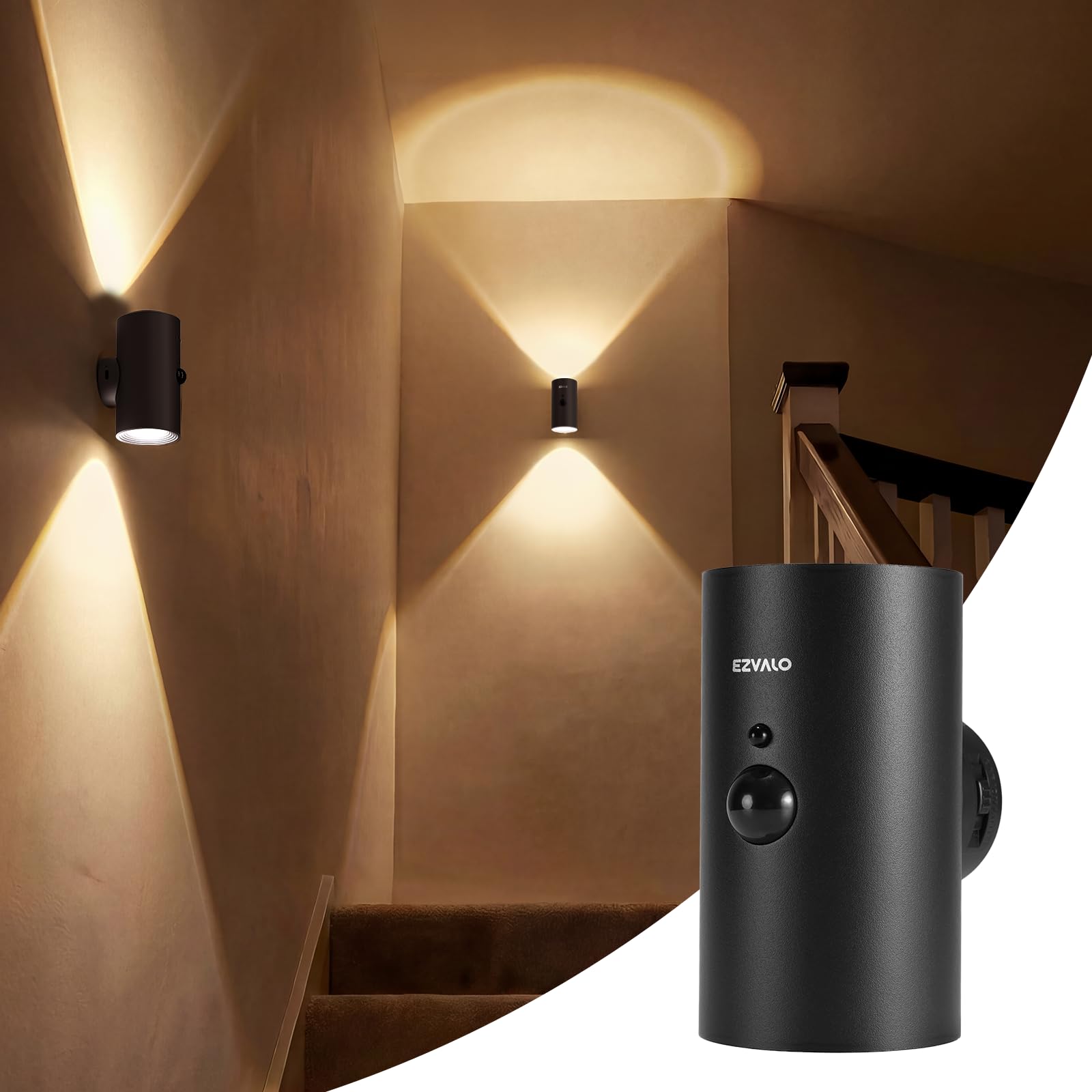 EZVALO Motion Sensor Wall Sconce with Remote, 4000mAh Rechargeable Battery Operated Wall Light, 3 CCT & 12 RGB Colors, Up & Down