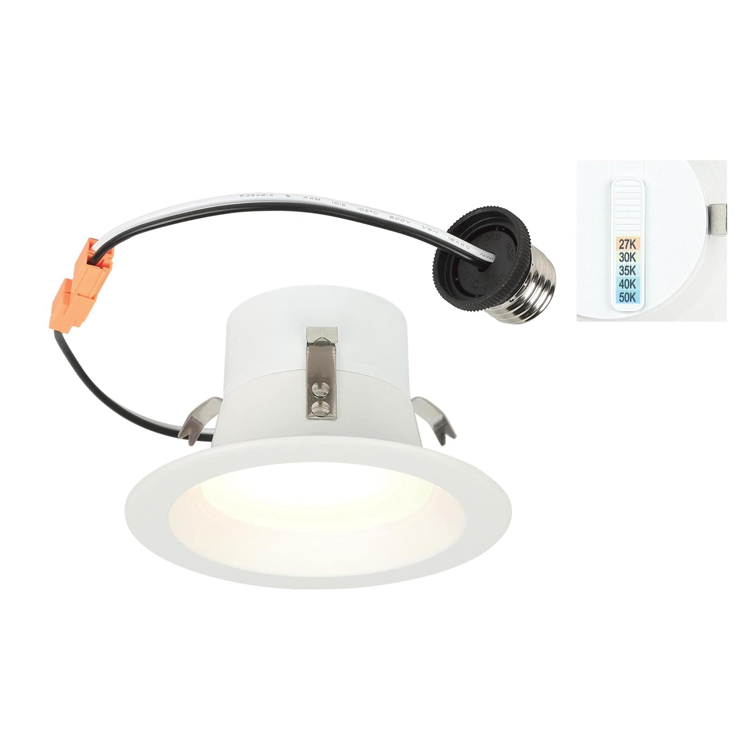 Westinghouse 5243000 10 Watt (65 Watt Equivalent) 4-Inch Recessed LED Downlight with Color Temperature Selection, Dimmable, Ener