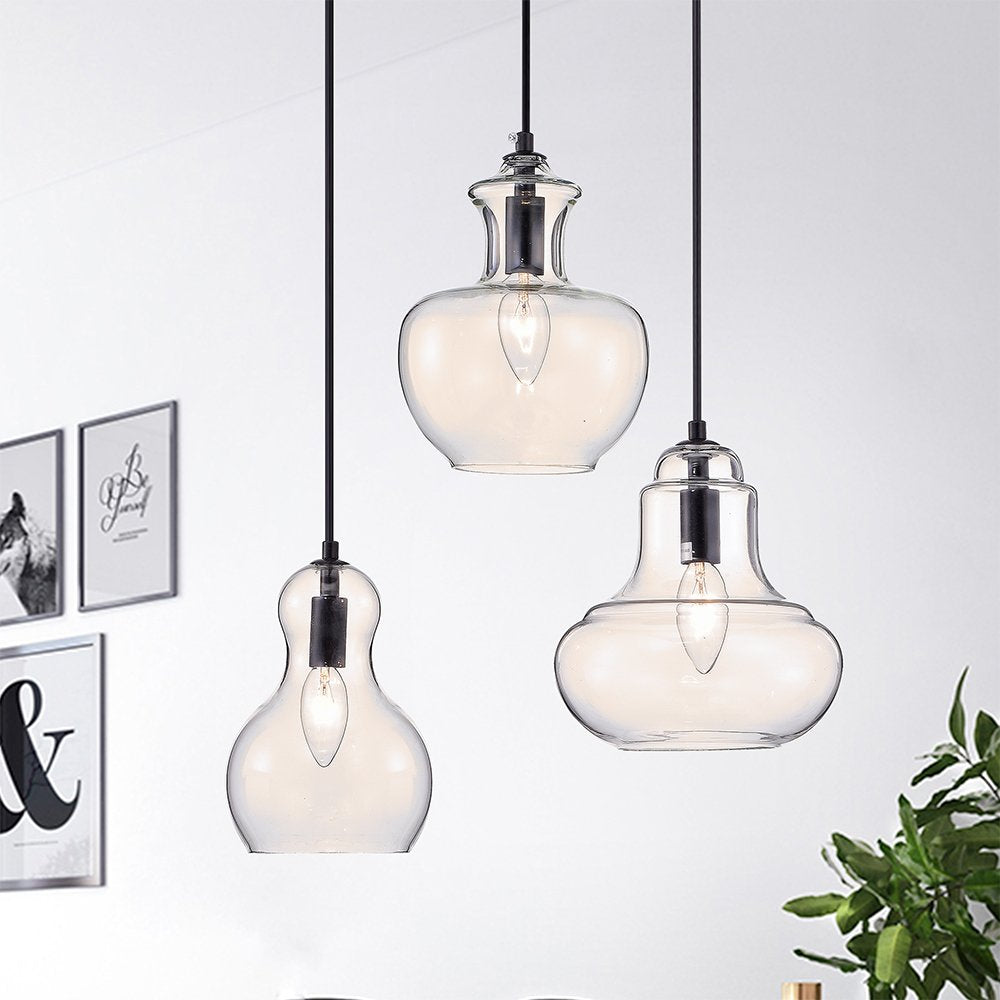 Warehouse Of Tiffany Black Metal Chandelier Rl8264R/3L, 14&quot;H X 17&quot;L X 17&quot;W