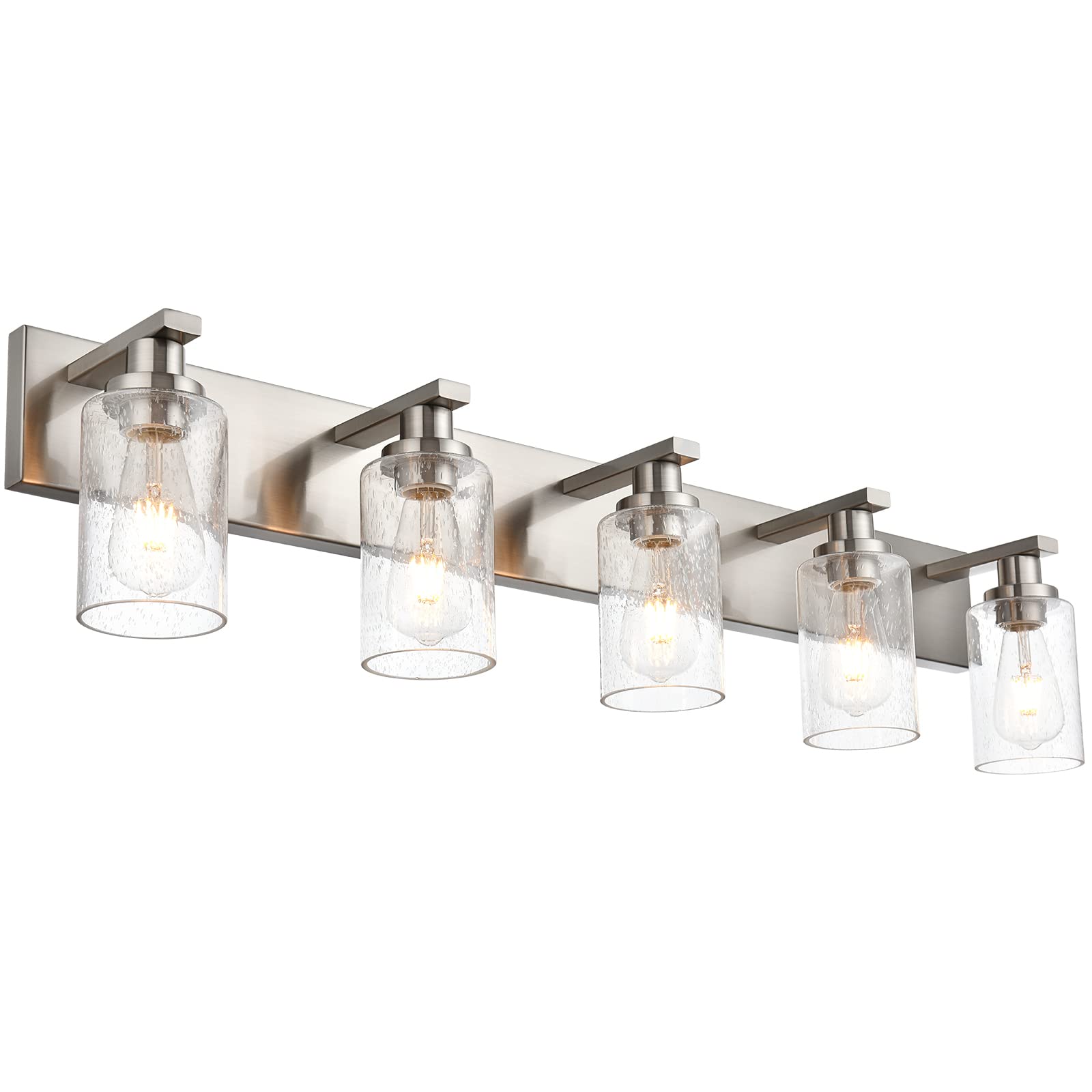 WINSHEN Bathroom Light Fixture, 5-Lights Vanity Lighting, Brushed Nickel, 40-Inches, Metal, Model SG-501-5L-SN