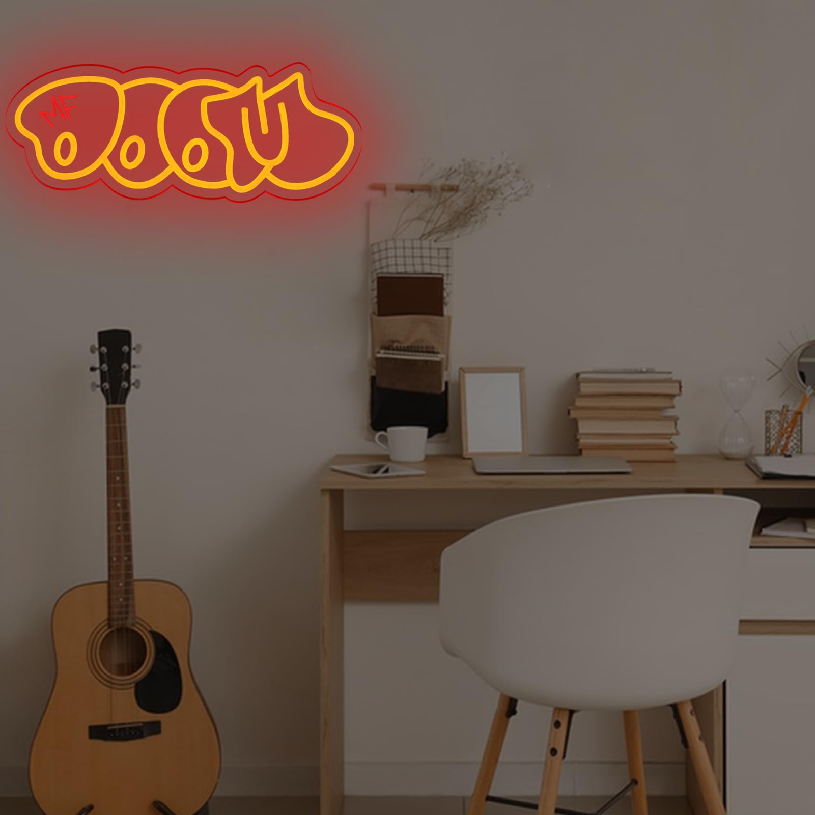 FUENDKF Neon Wall Sign - Dimmable LED Art for Music Lovers, 16" x 6", Deep Red Acrylic Decor for Man Cave, Bedroom, Hip Hop Fans