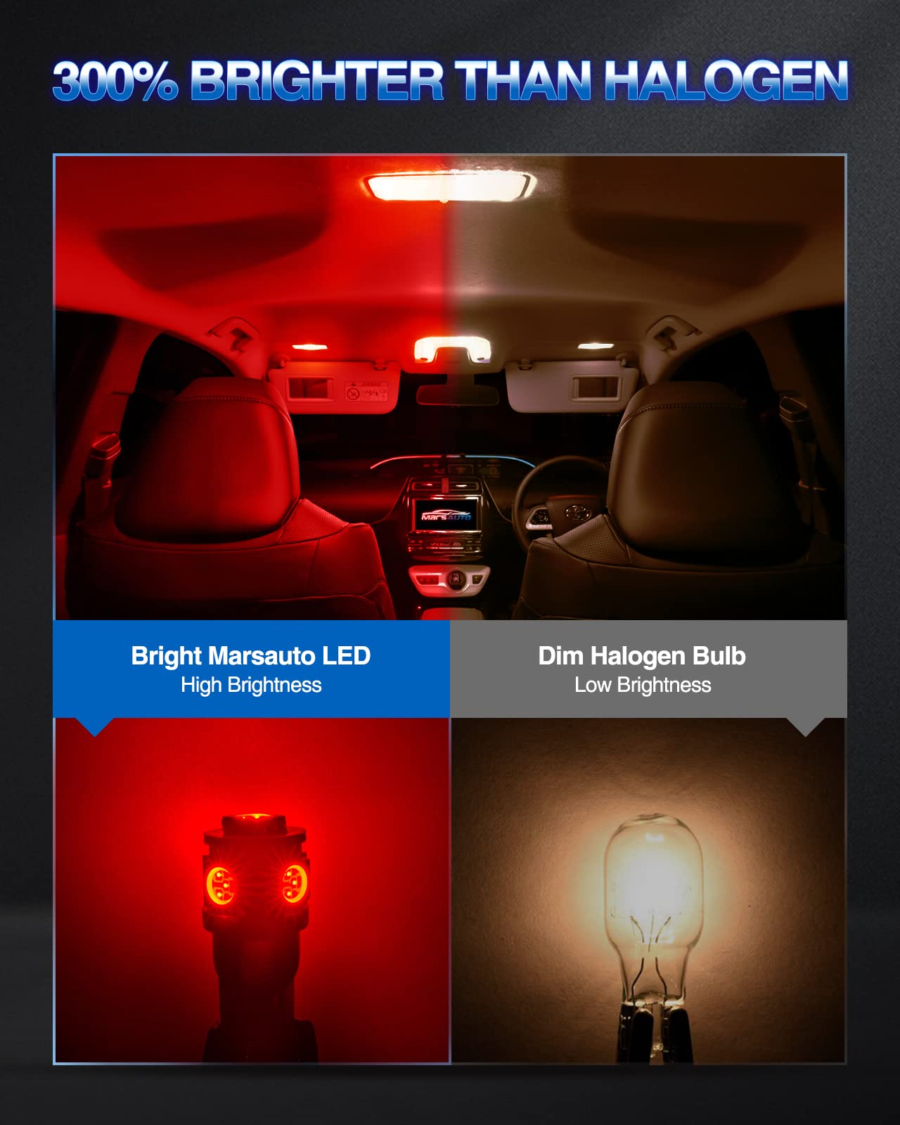 Marsauto 194 LED Bulb Brilliant Red 168 T10 2825 5SMD No Polarity Replacement Bulbs for Car Dome Map Door Courtesy License Plate