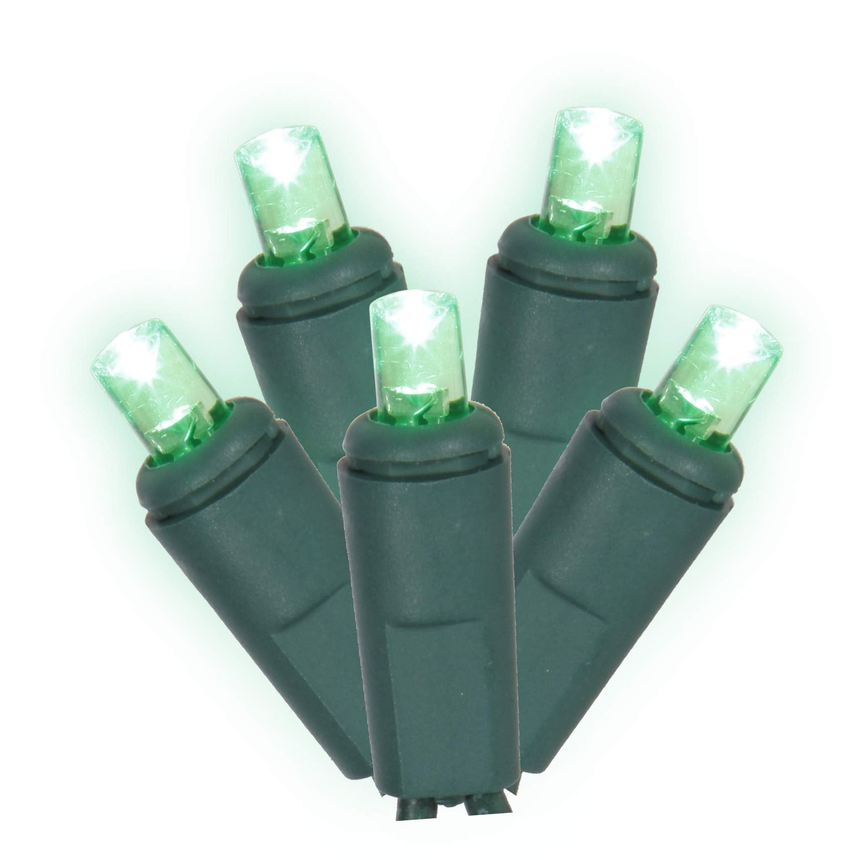 Vickerman 200 Green Wide Angle LED Light on Green Wire, 100' Christmas Single Mold Light Strand