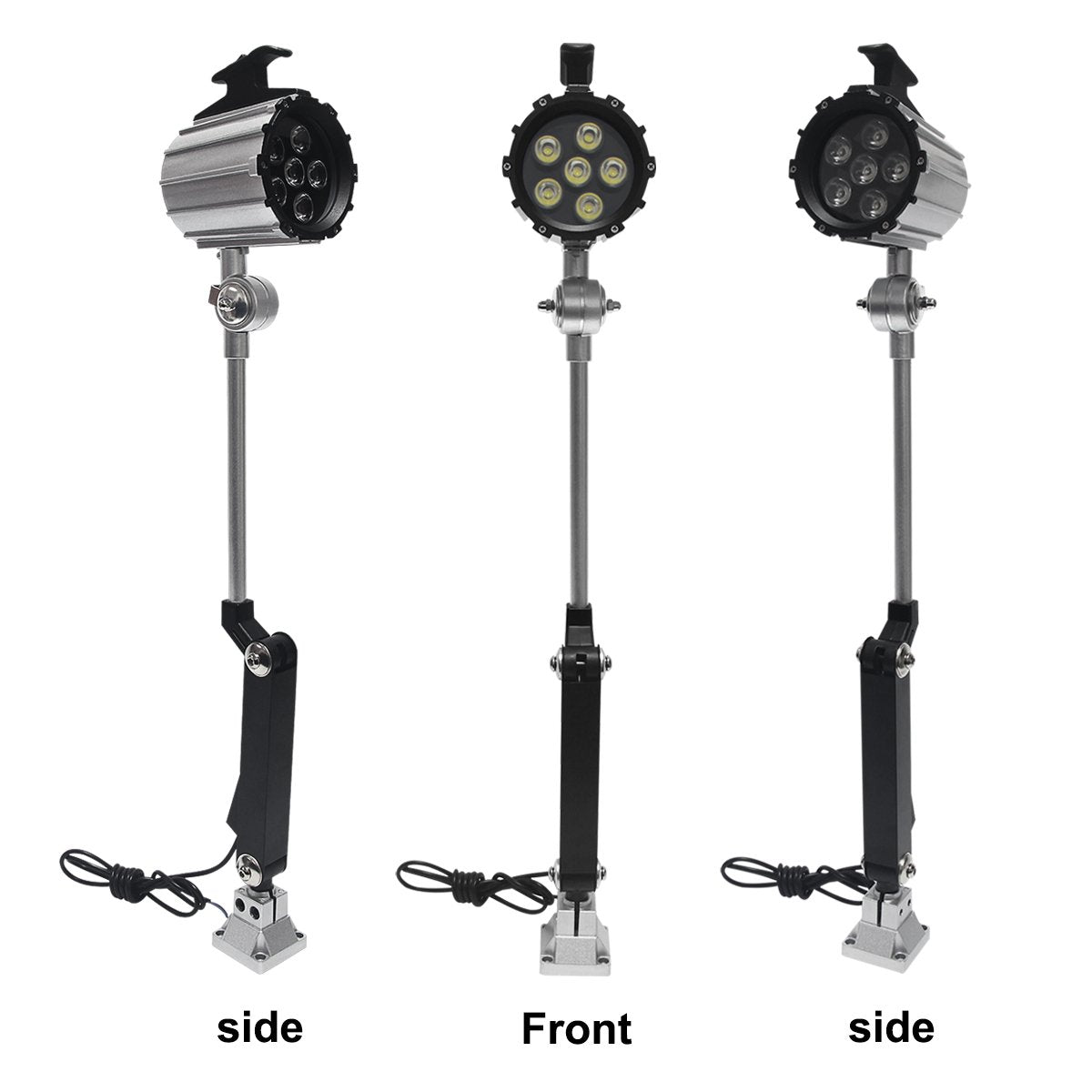 Wisamic LED Work Light for Lathe, CNC Milling Machine, Drilling Machine, Aluminum Alloy, 12W 110V-220V, Flexible Arm, Adjustable