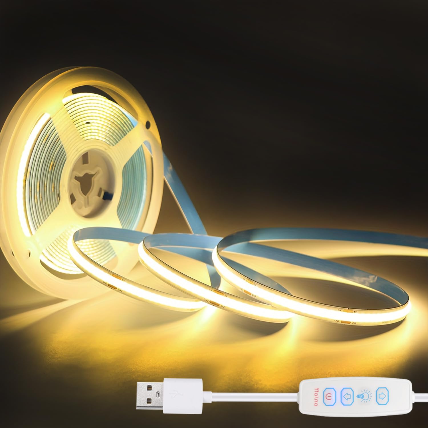 ZSLAIFU COB LED Strip Lights Warm 3.28ft, 5V Dimmable LED Light Strip, Flexible USB LED Strip for Cabinet, TV Backlighting, Bedr