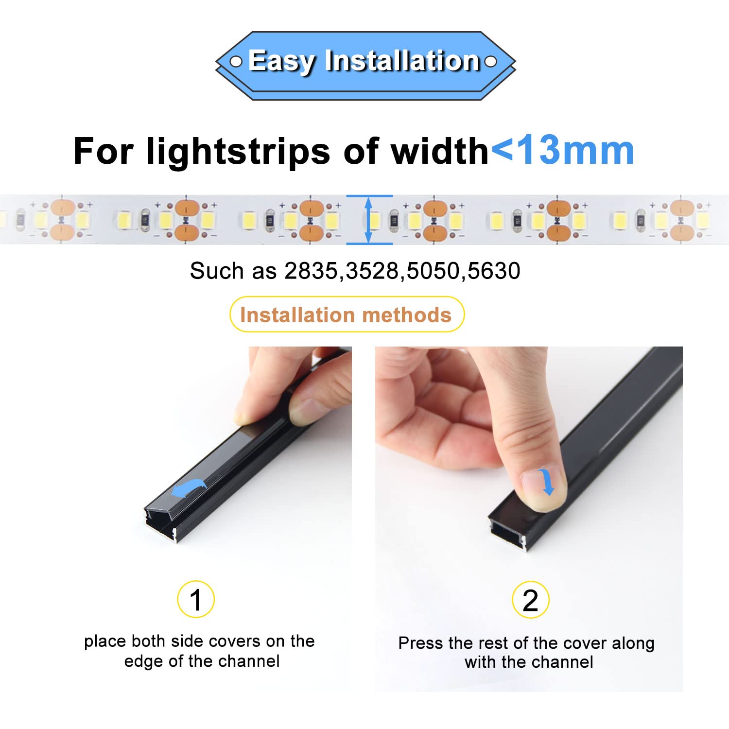 Vst 6Pack 1Ft Black Led Aluminum Channel With Black Smoky Transparent Cover U Shape 15X8Mm, Led Strip Light Track With End Caps