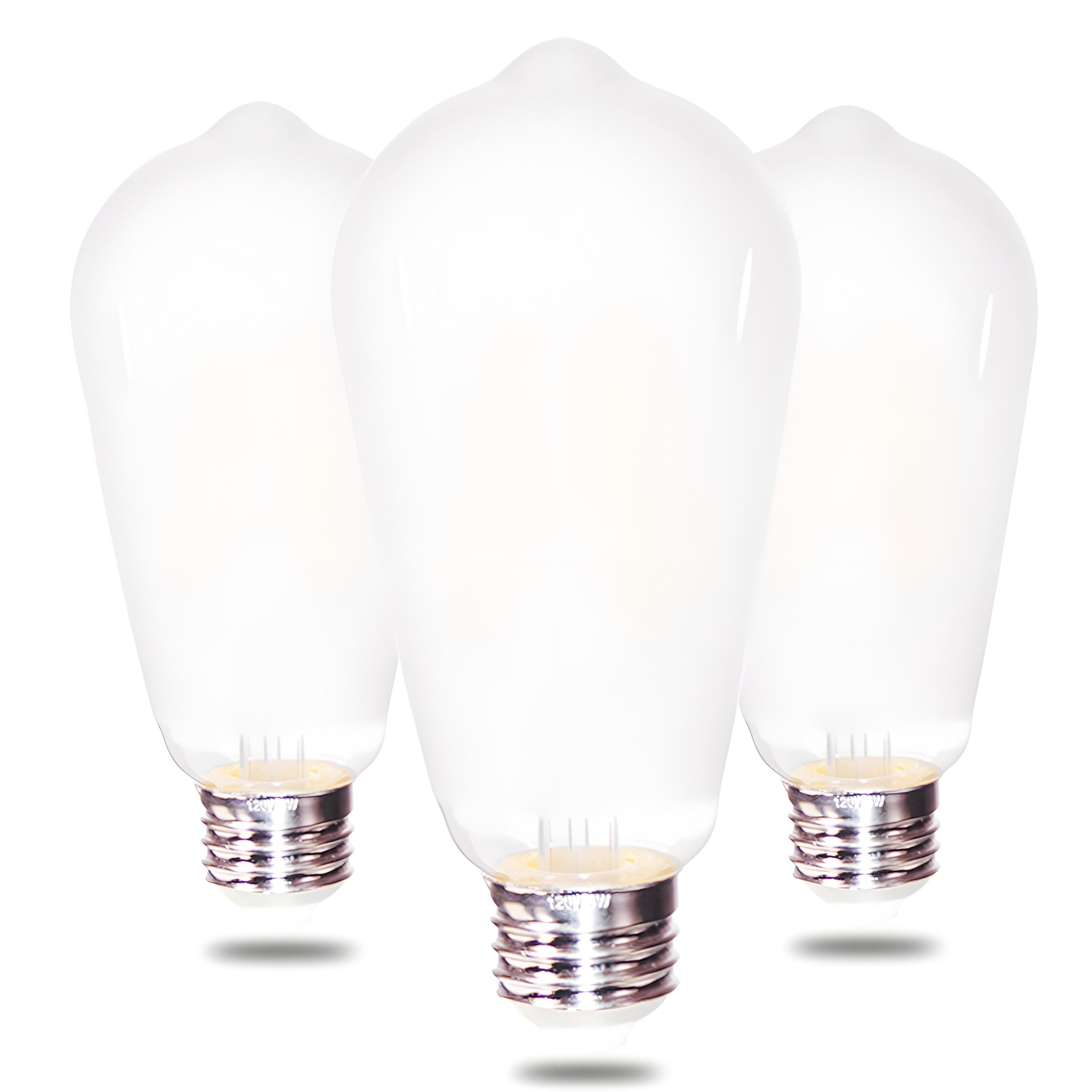 Boyamtoo Led Bulbs St64 6W Equivalent 60W 2700K Warm White Vintage Led Light Bulbs 800Lm Dimmable Brightness With E26 Base And Frosted Glass Cover, Pack Of 3 (2700K, 6W)