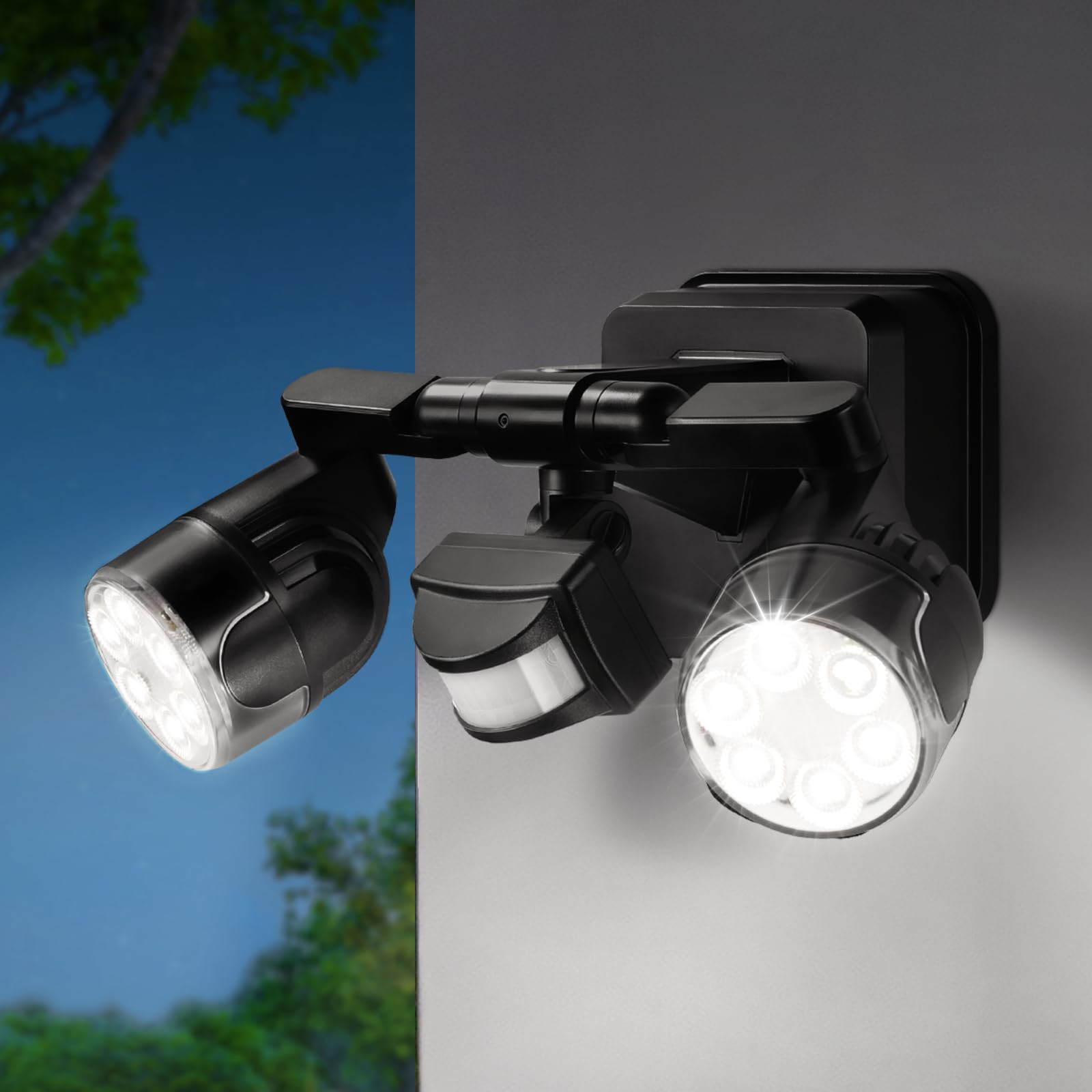 OREiN 450? Adjustable Outdoor Security Light with 3 Joints Each Arm, 2500LM 180?/40FT Motion Sensor Outdoor Lights, Dusk to Dawn