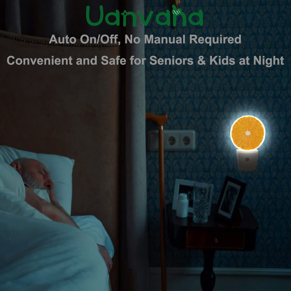 Uanvaha Orange Slice Night Light Sweet Fruits Yellow Night Lights Plug Into Wall 0.5W Led Lights Auto On/Off For Hallway Stairwa