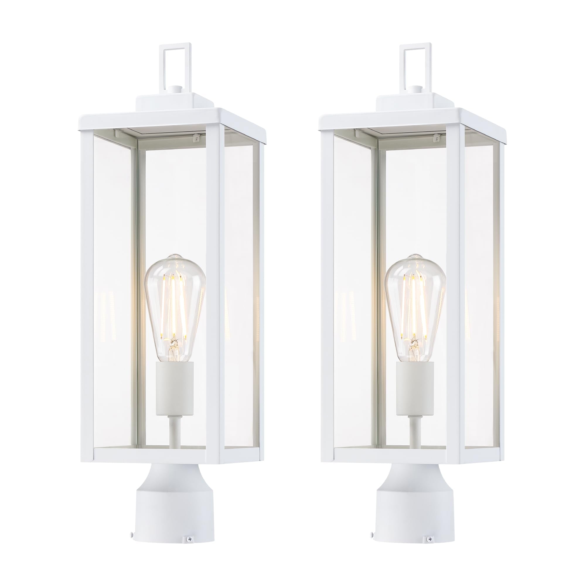 GRUENLICH Outdoor Lamp Post Light Fixtures, Exterior Pole Lantern with Tempered Glass, 20 Inch Fence Post Lighting for Garden Ya