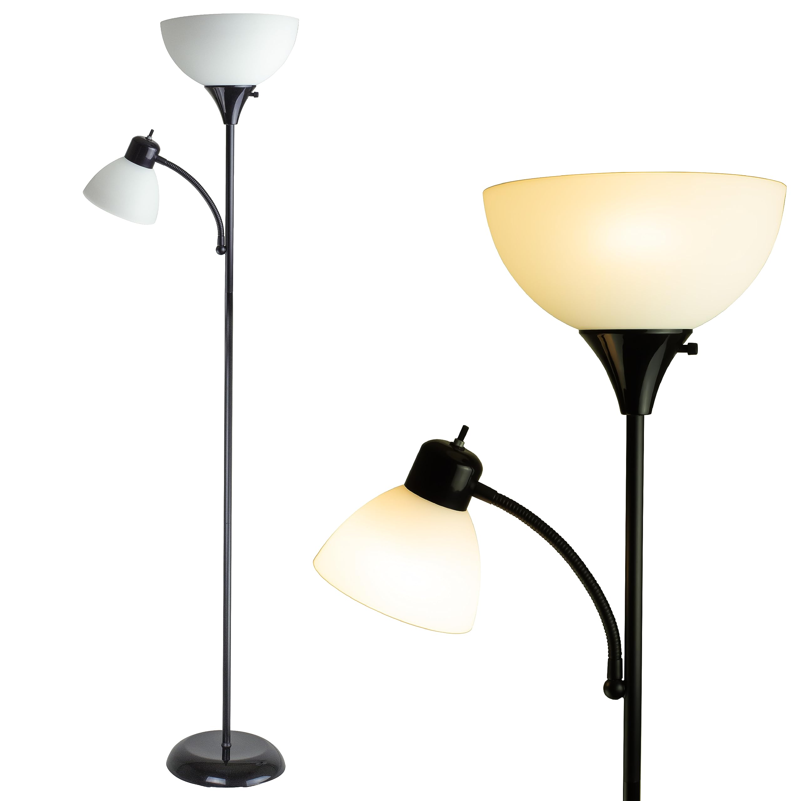 Newhouse Lighting Nhfl-Wi-Bk 71 Modern Torchiere Floor Lamp - Metal, Mother-Son Black, Ideal For Bedrooms, Living Room, Office