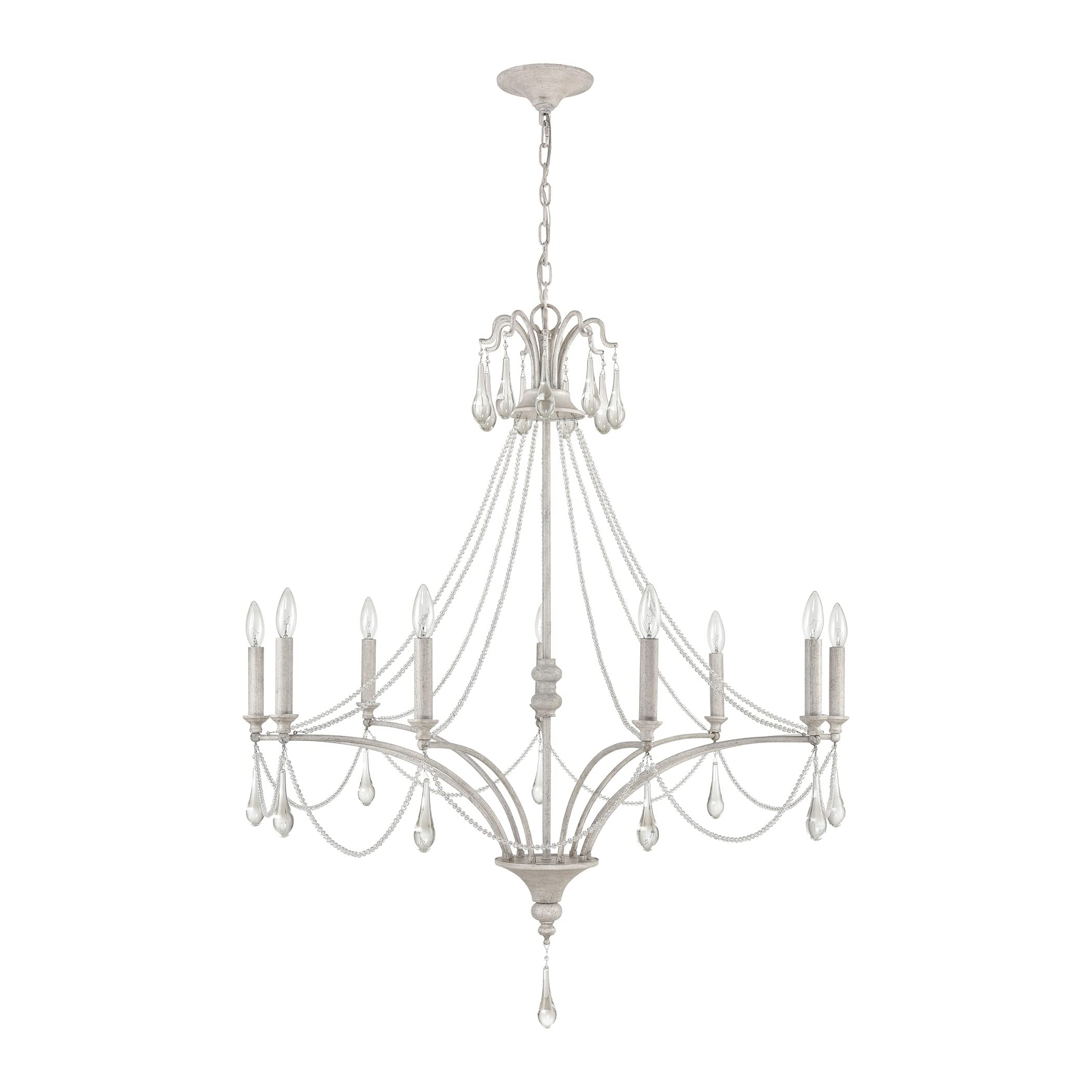 Elk Home Vintage White 9-Light French Parlor Chandelier, 38-Inch, Traditional Style