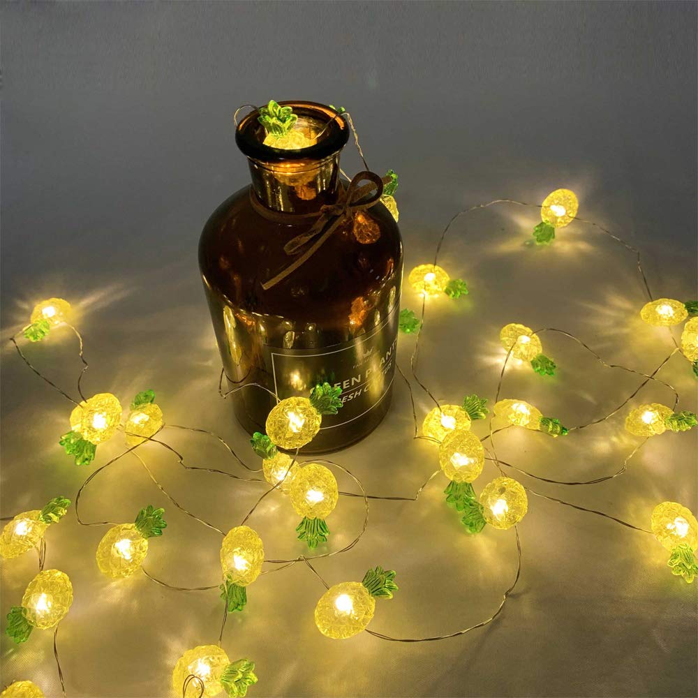 NiniTe LED Pineapple Fairy String Lights, Waterproof, Battery Operated, 8 Modes, Remote Control, Indoor/Outdoor Decor, Model 19eb39d6-f442