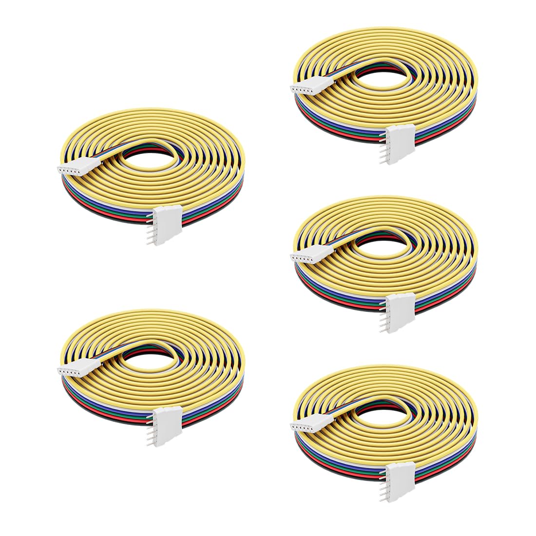 Btf-Lighting 5 Pack 22Awg 6 Pin Jst Male To Female Plug Led Connector 3.28Ft/1M Extension Cable For Fcob Smd Rgbcct Led Strip Lights Solderless Controller Wire