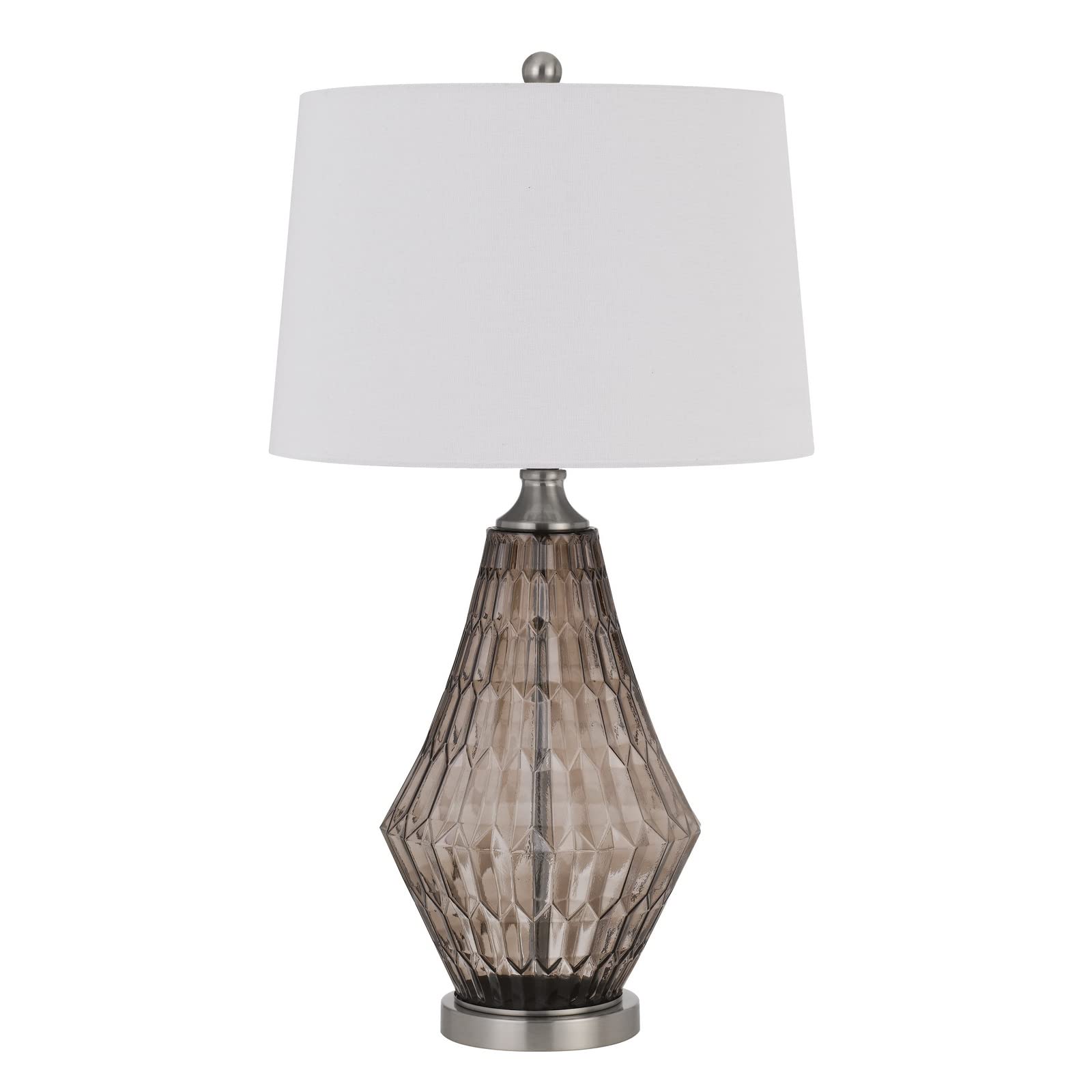 Benzara Glass Table Lamp with Dimmer, Geometric Base, 31 in., Brown, Model BM272317