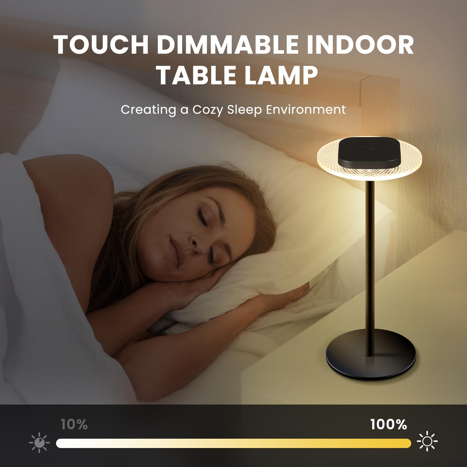 LOFTEK Cordless Table Lamps Set of 2, Rechargeable, 55 Hrs Battery Life, Touch Dimming, Portable, Black, Model CL-TD03