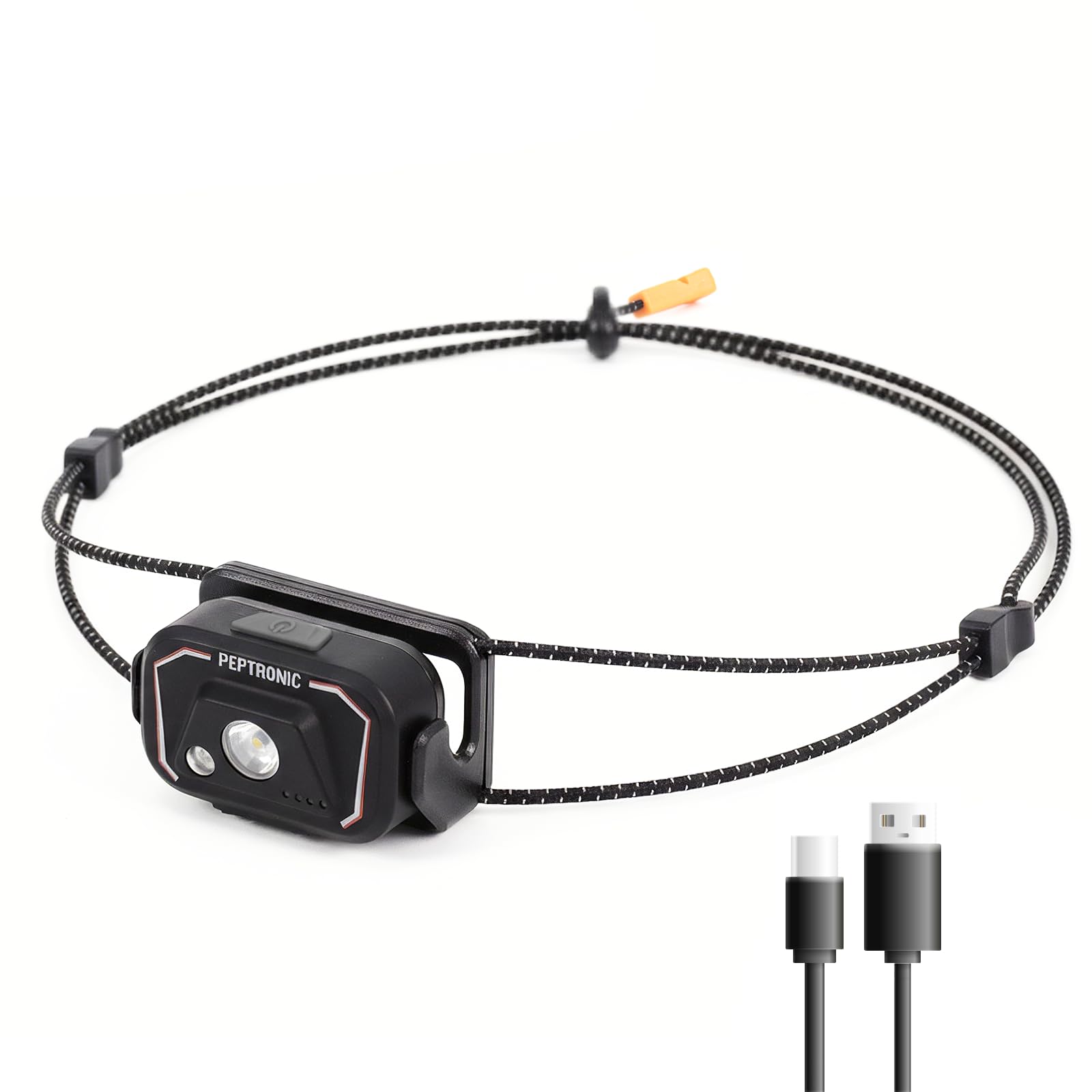 PEPTRONIC Running Headlamp, Ultra Lightweight 1.37oz Mini Head Lamp with Red & Green Light, Detachable with 360 Rotation, Stable
