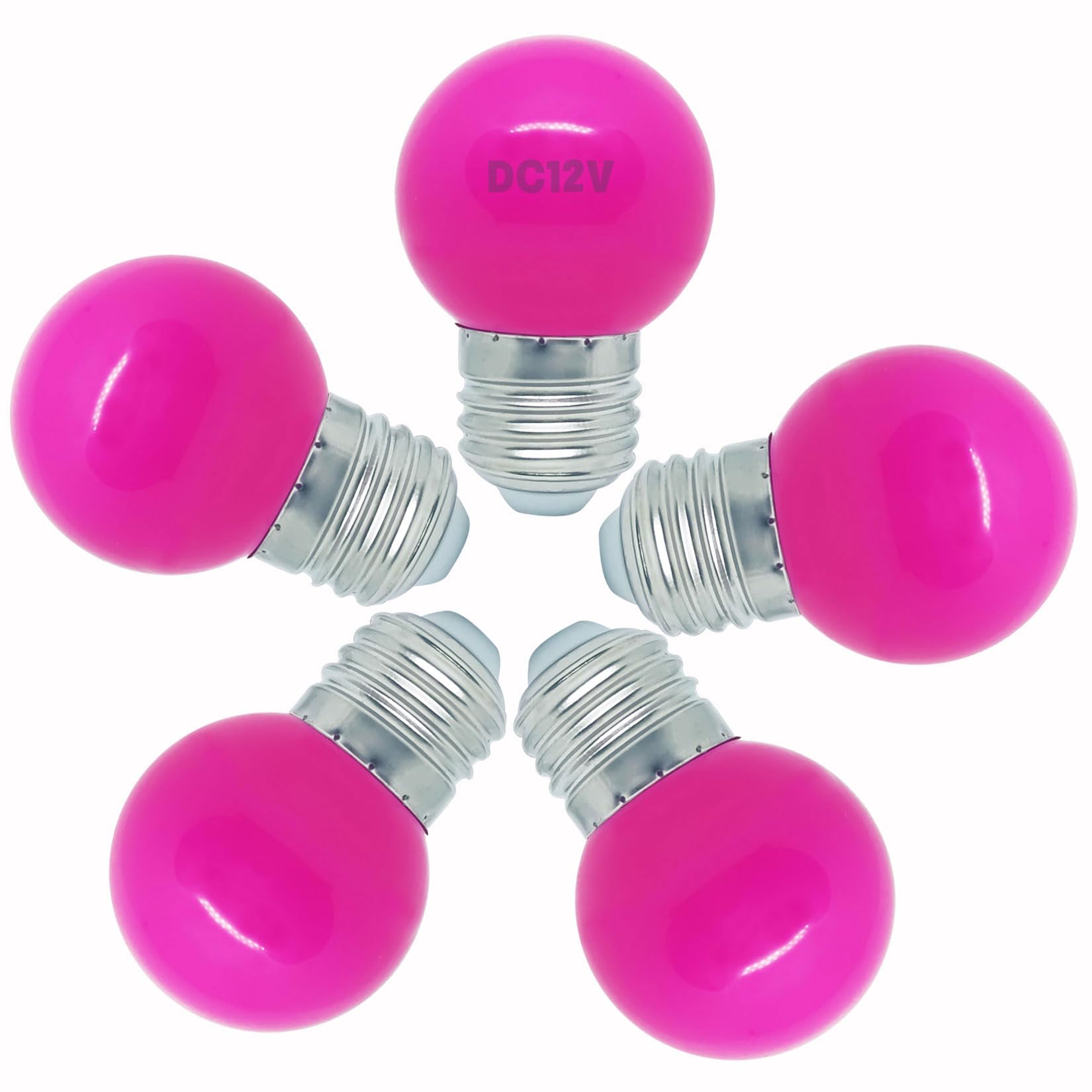 Tupolife Dc 12 Volt Led Bulbs  Low Voltage Light Bulbs  Purple 1W G14 G45 Mini Globe E26 Colored Night Lights  10W Equivalent For Christmas Halloween Holiday String Fairy Mood Lights Decor  5 Pack