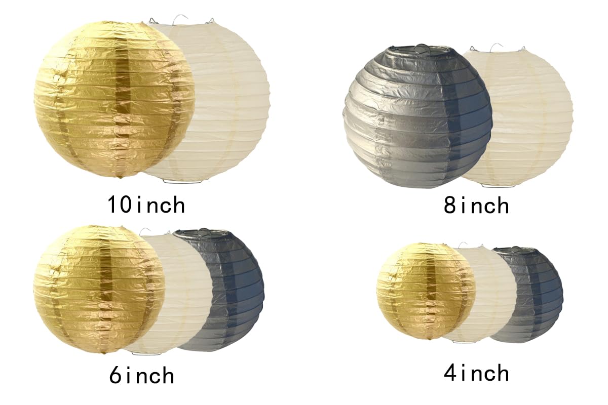 Paper Lanterns Decorations,Paper Hanging Decorations Ball Lanterns Lamps For Birthday Parties, Wedding Decor, (10 Pcs,4 In/6 In/