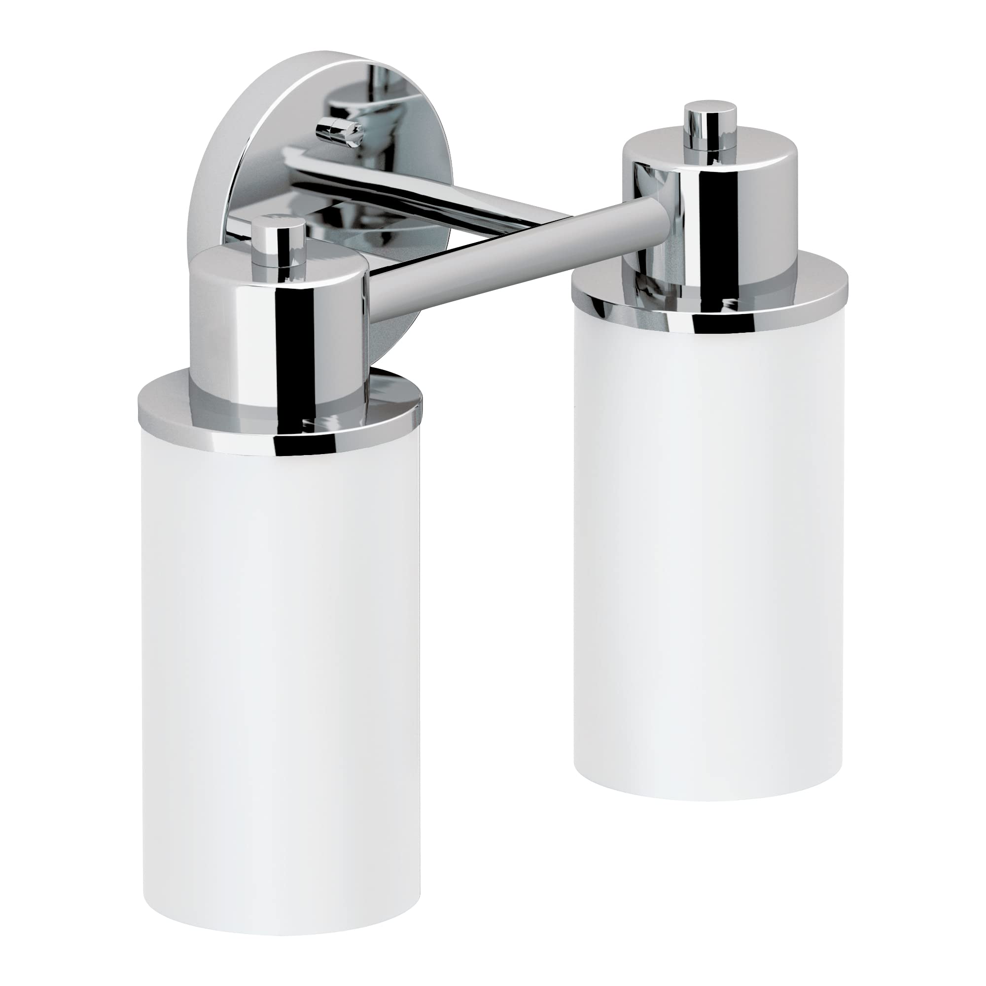 Moen Dn0762Ch Iso 2-Light Dual-Mount Bath Bathroom Vanity Fixture With Frosted Glass, Chrome