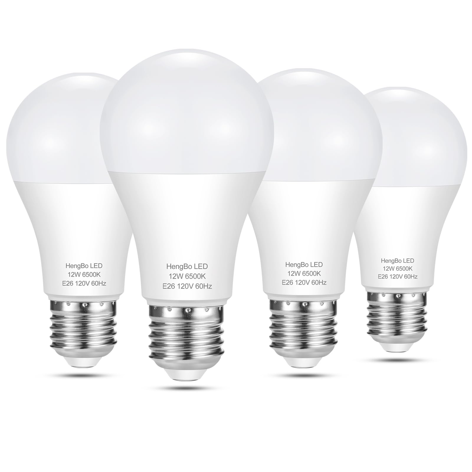 A19 Led Light Bulbs 100 Watt Equivalent, Hengbo 6500K Daylight White Light Bulb, 12W 1200 Lumens, Non-Dimmable, E26 Standard Med