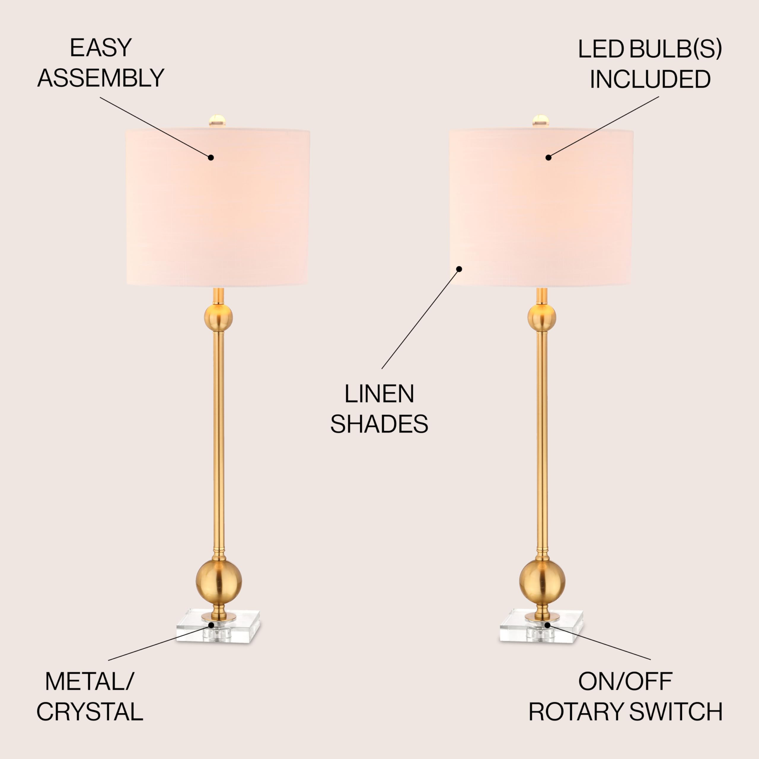 Jonathan Y Jyl2010A-Set2 Set Of 2 Table Lamps Hollis 34'' Metal Led Table Lamp Modern Contemporary Glam Bedside Desk Nightstand