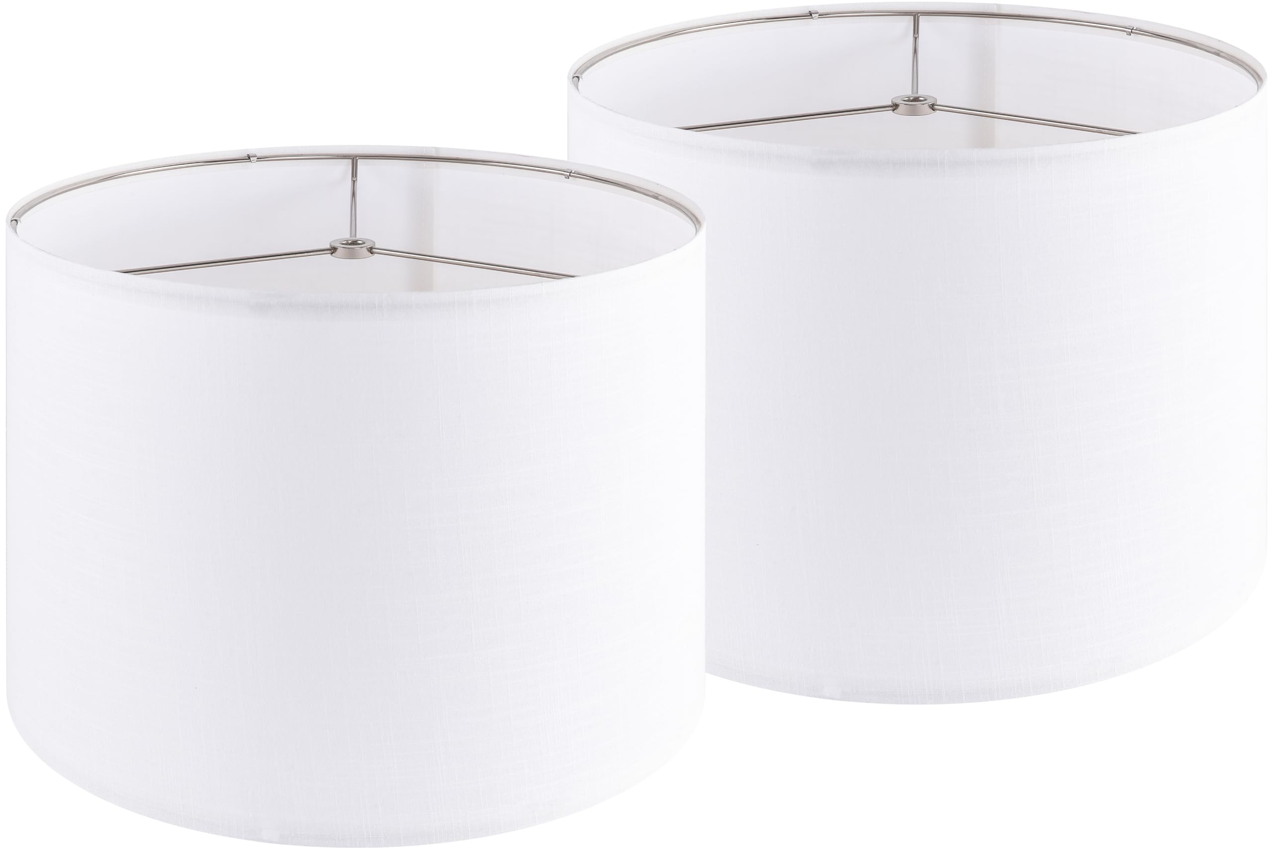 PIKOPIKO Set of 2 Linen Drum Lamp Shades 13in x 10in Pure White P2-13 for Table & Bedside Lamps