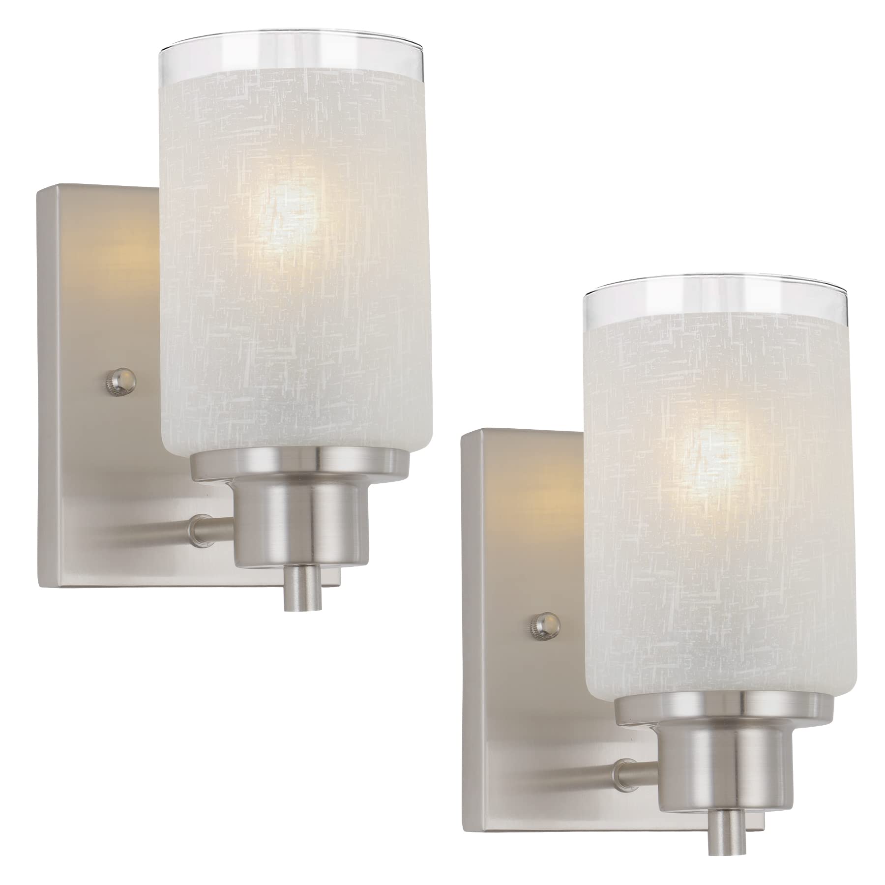 Eidonta 2 Pack Modern Bath Vanity Light Fixture With Frosted Glass Shades, Brush Nickel Finish