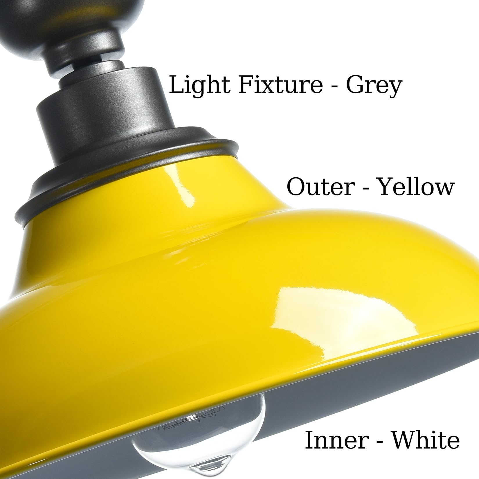 Samteen Industrial Semi Flush Mount Ceiling Light 1-Light Barn Light Fixture Ceiling 12-Inch Farmhouse Ceiling Light For Hallway Entryway Staircase Kitchen, Yellow Finish