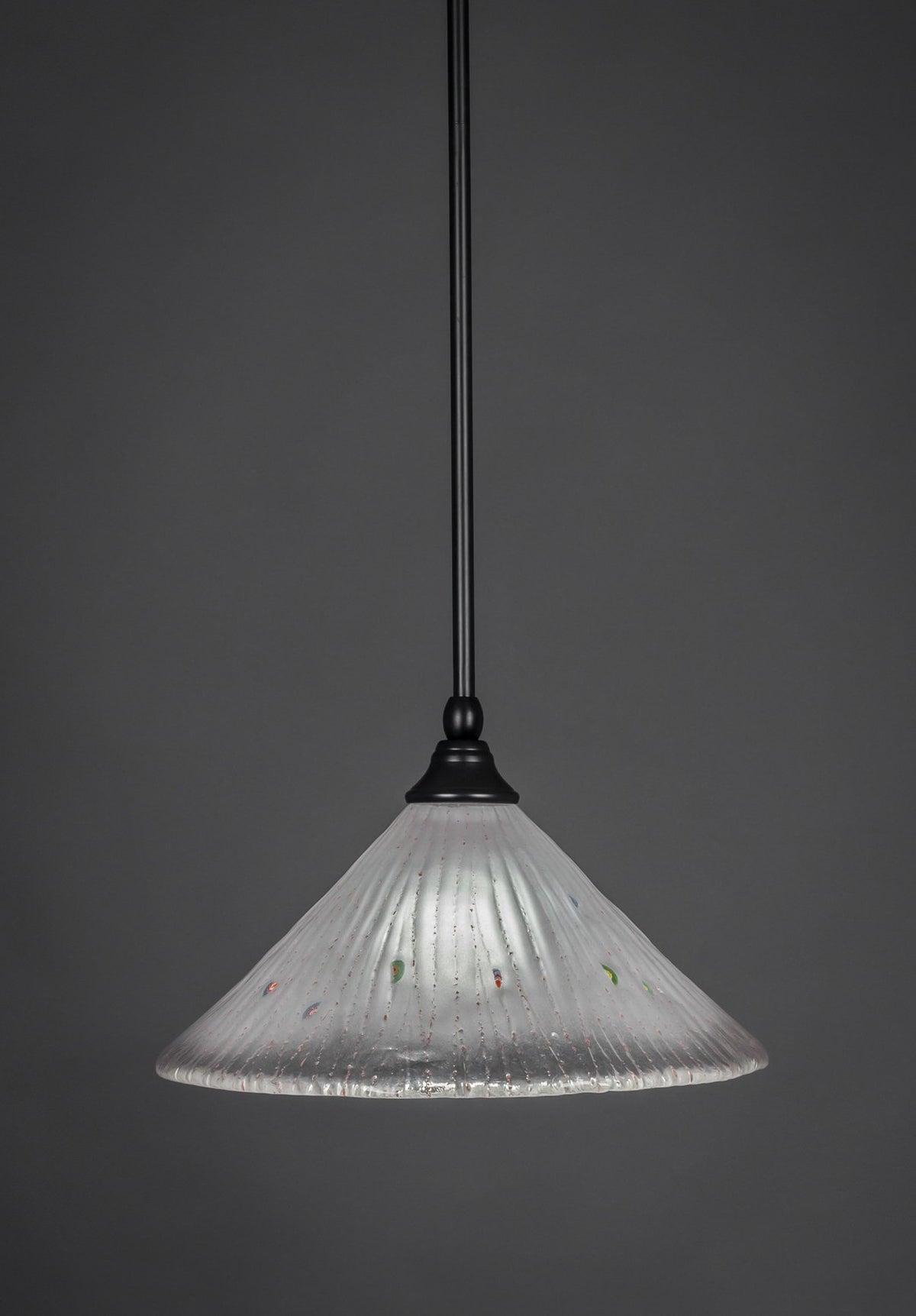 Toltec Lighting 23-Mb-701 Stem Mini Pendant With Hang Straight Swivel With 12&quot; Frosted Crystal Glass, Matte Black Finish
