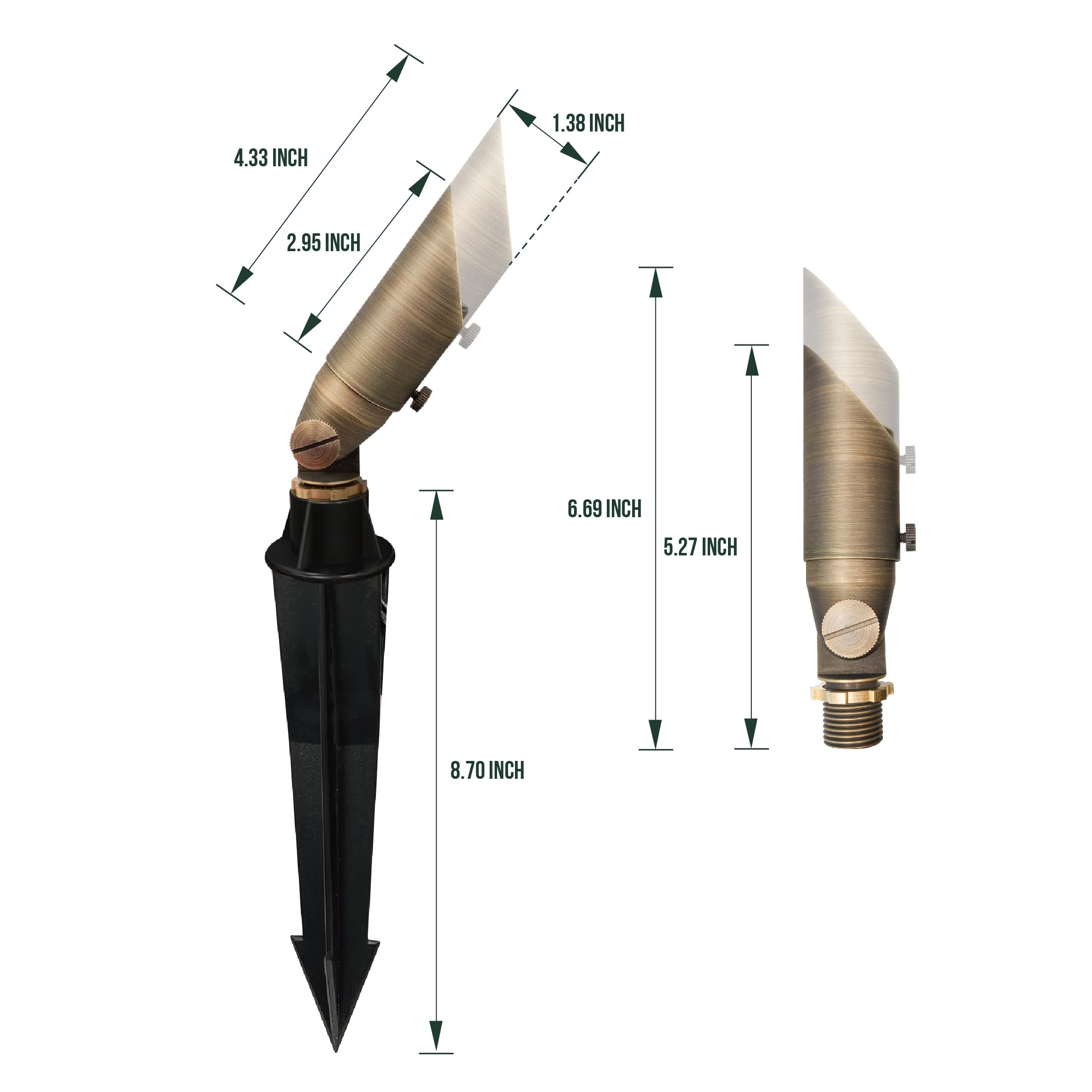 Gkoled Low Voltage Solid Brass Led Spotlight With Mr8 Bulb  Outdoor Waterproof Landscape Lighting  Adjustable Uplights With Stake For House Garden Trees Lawn Patio Yard Fence  3W 12V 180Lm 2700K