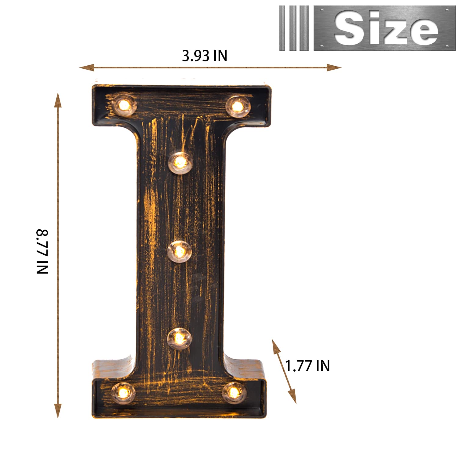 Golden Black Led Marquee Letter - Industrial, Vintage Style Number Sign for Cafe-(3)