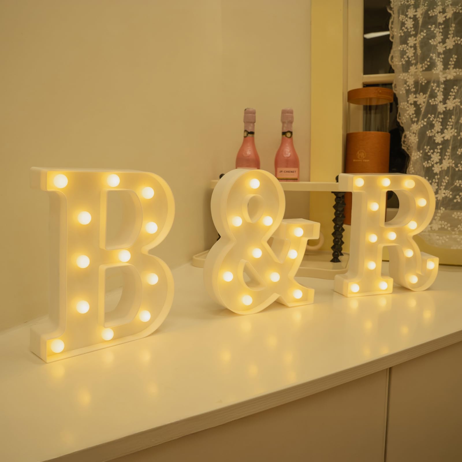 Foaky Rechargeable LED Letter Lights Sign Marquee Night Light B Warm Plastic