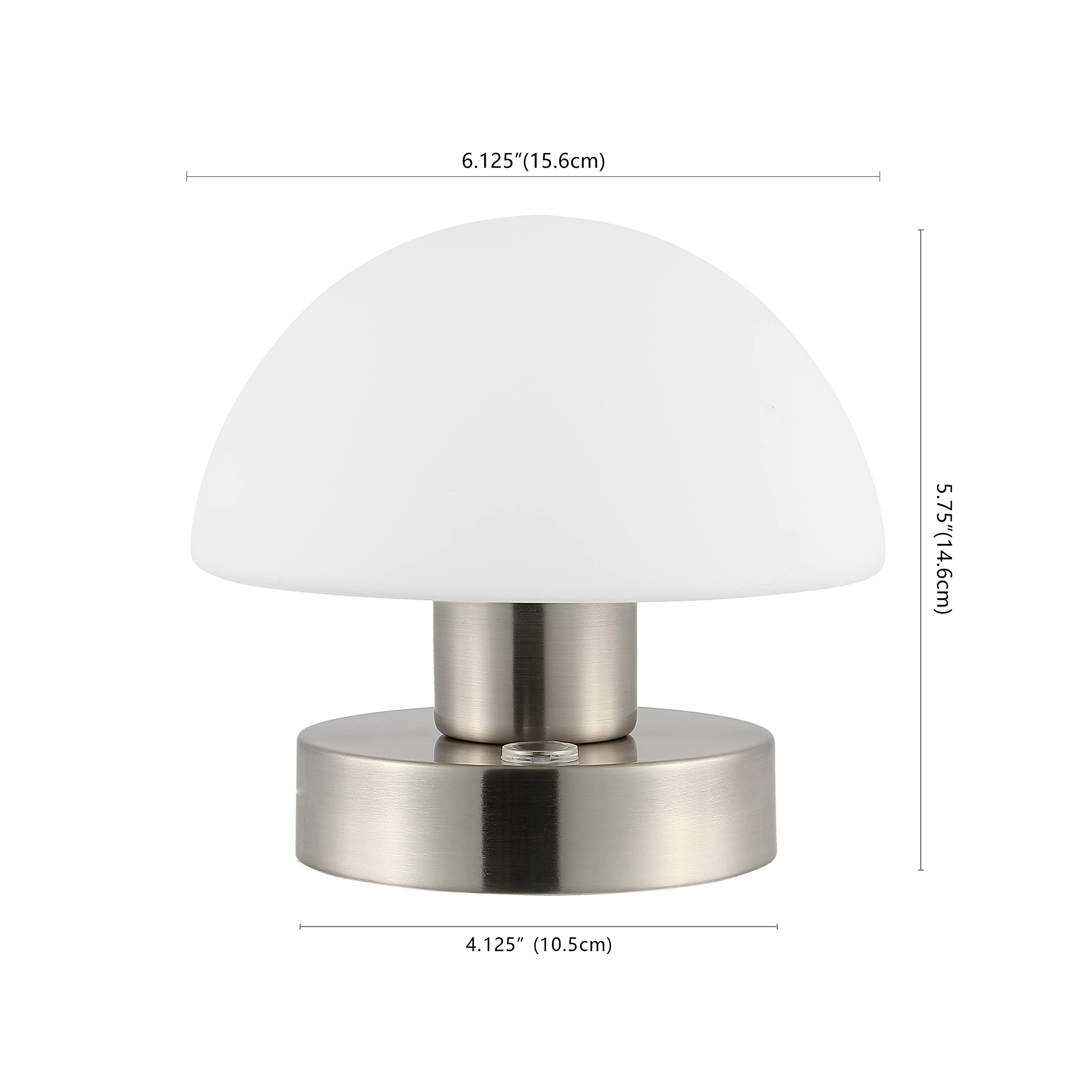JONATHAN Y Zoe 5.75" Modern Iron LED Table Lamp, Nickel/White - Rechargeable Nightstand Lamp for Bedroom, Living Room, Office, Model JYL7113B