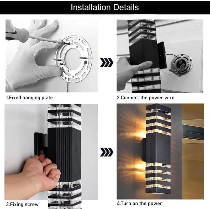 Tiyahomey LED Square Up & Down Wall Lights 24W 4000K, Waterproof Aluminum, 6 Pack