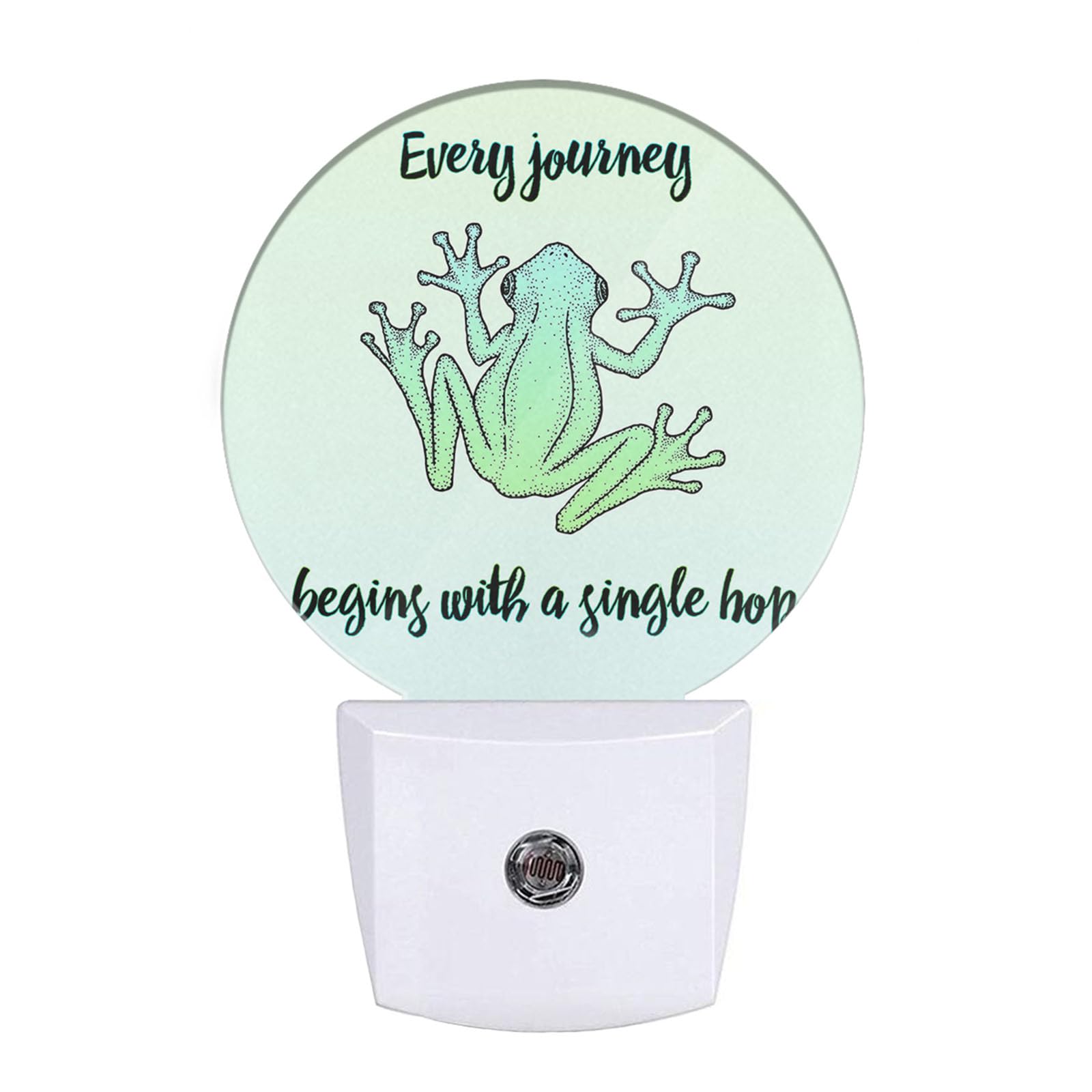 Uanvaha Funny Frog Night Light Every Journey Begins with a Single Jump Night Lights Plug into Wall for Boys Girls, Led Lamp for 
