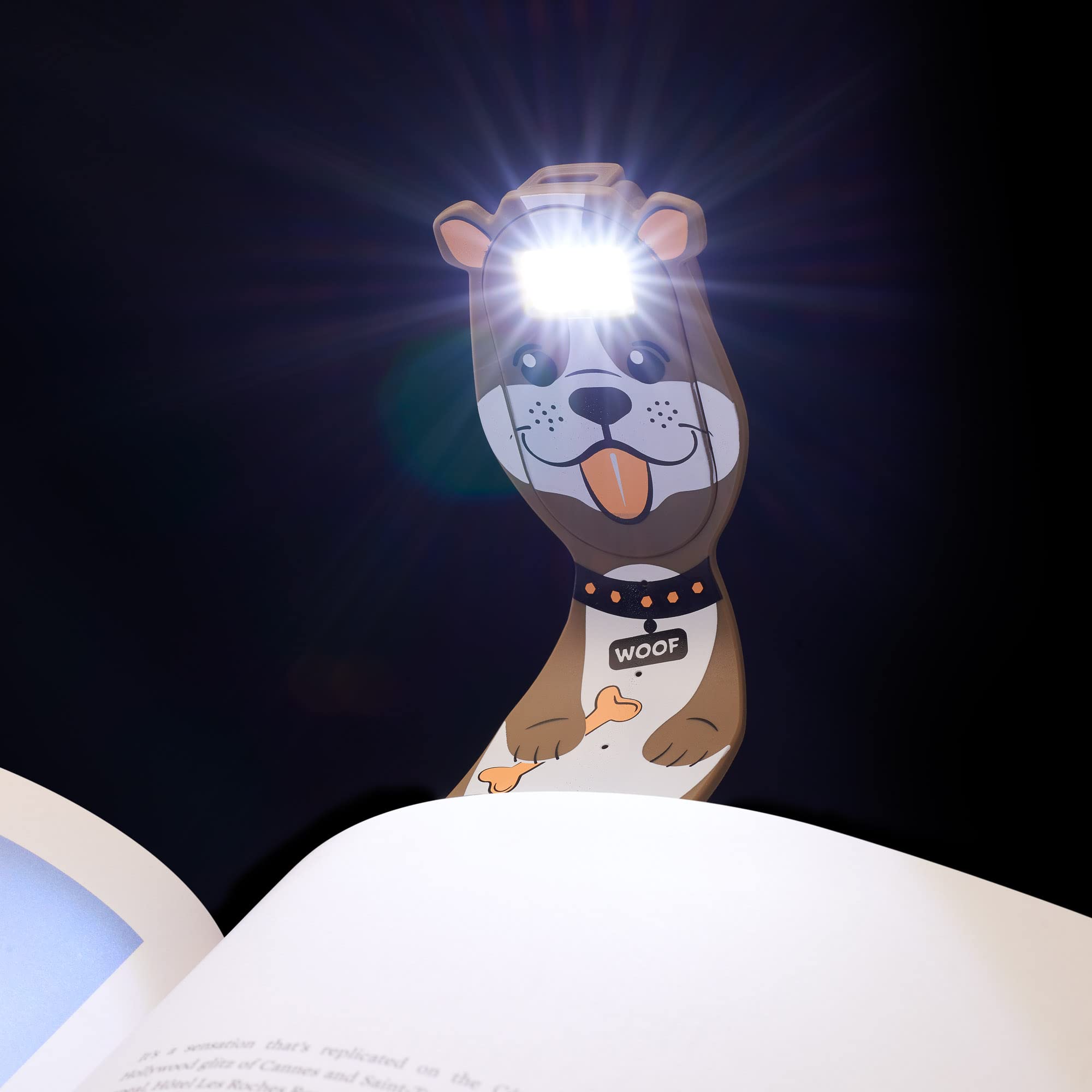 Gifts for Readers & Writers Flexilight Pal Bookmark Reading Light - Rechargeable LED Clip-On Lamp for Kids & Adults, Dog Color